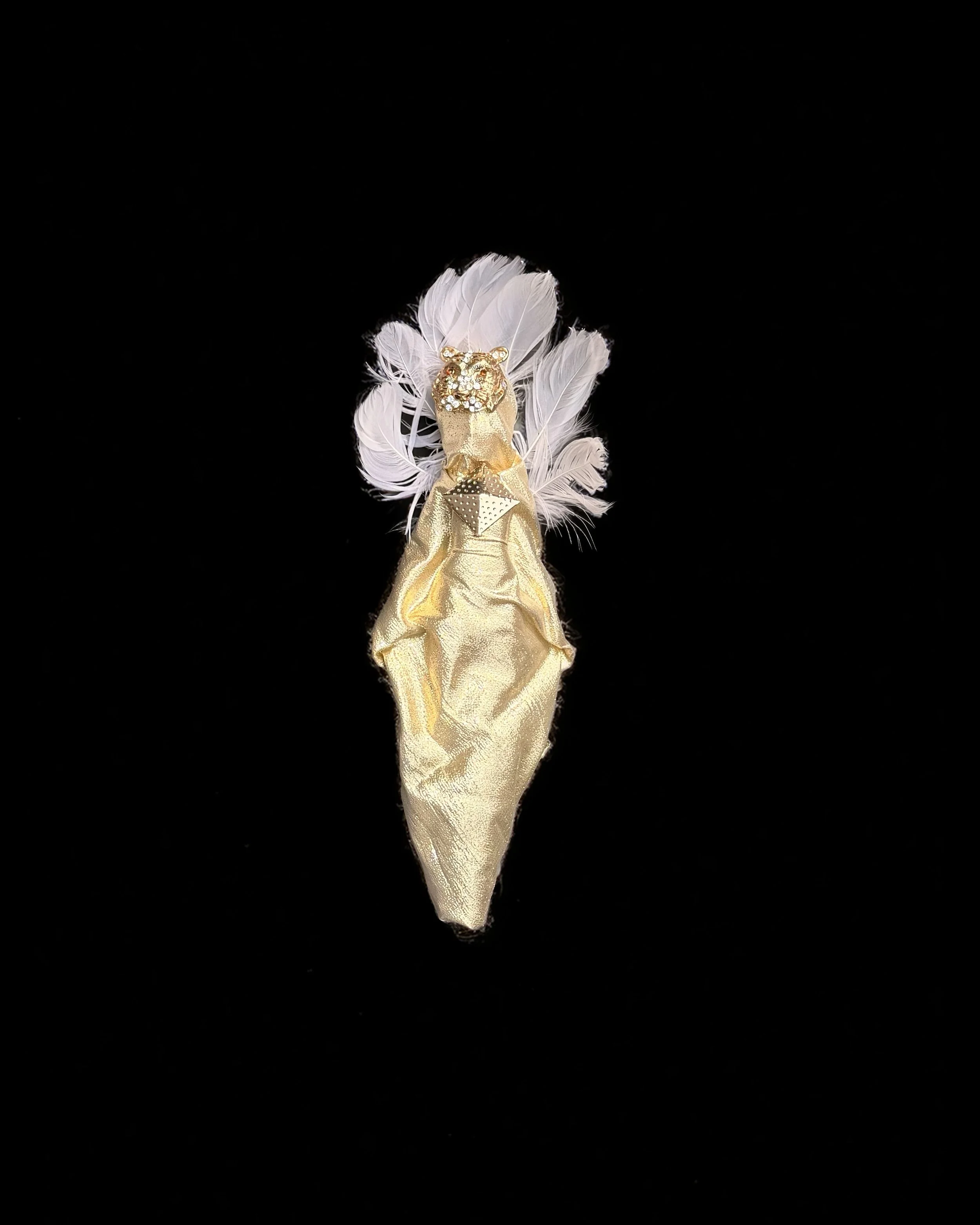  Ascension Spirit   
Soft Sculpture 
 Found Materials   
Discarded Doll, Fabric,  
Found Natural Materials,  
Costume Jewelry, Plastic Gems