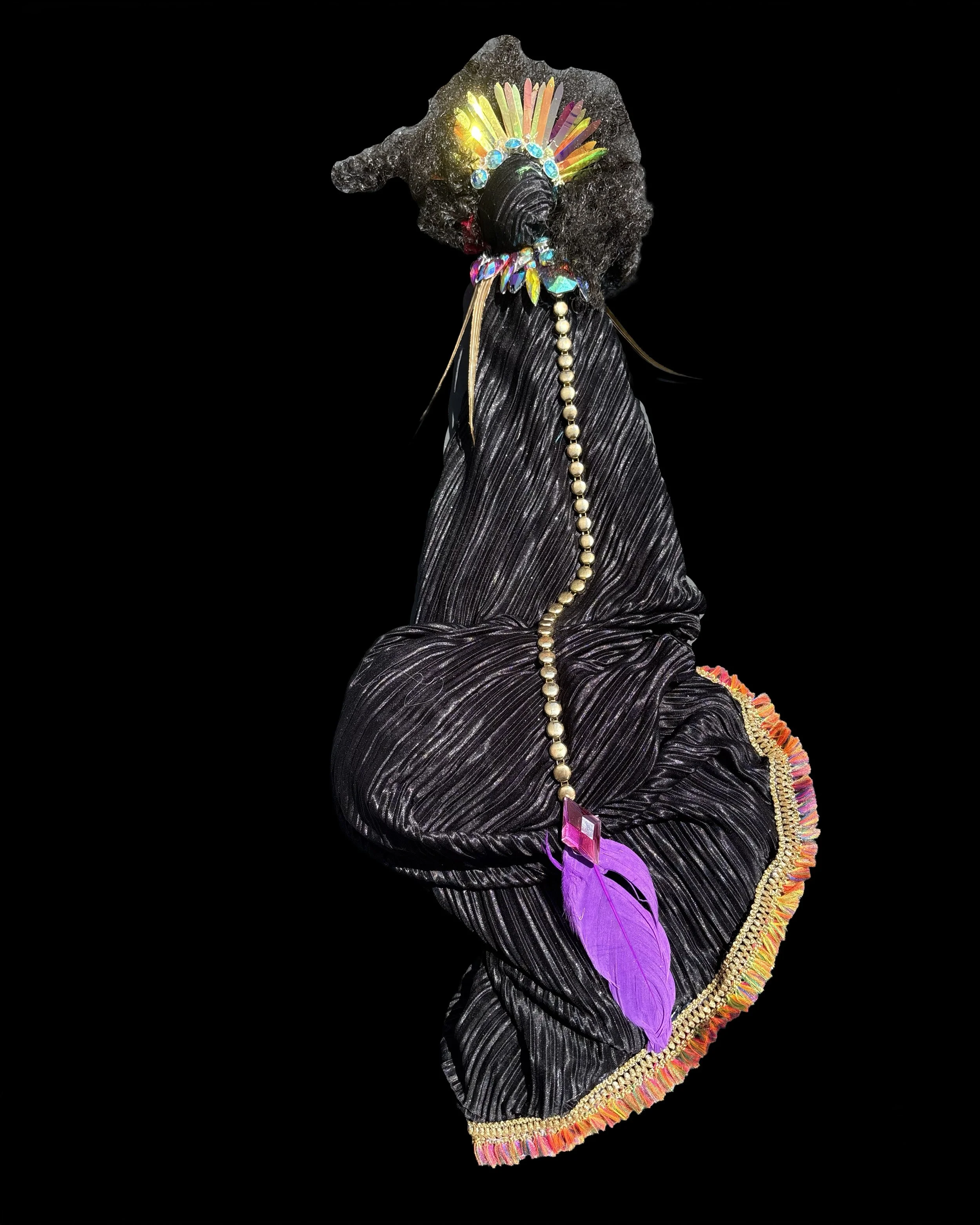  Ascension Spirit   
Soft Sculpture 
 Found Materials   
Discarded Doll, Fabric,  
Found Natural Materials,  
Costume Jewelry, Plastic Gems