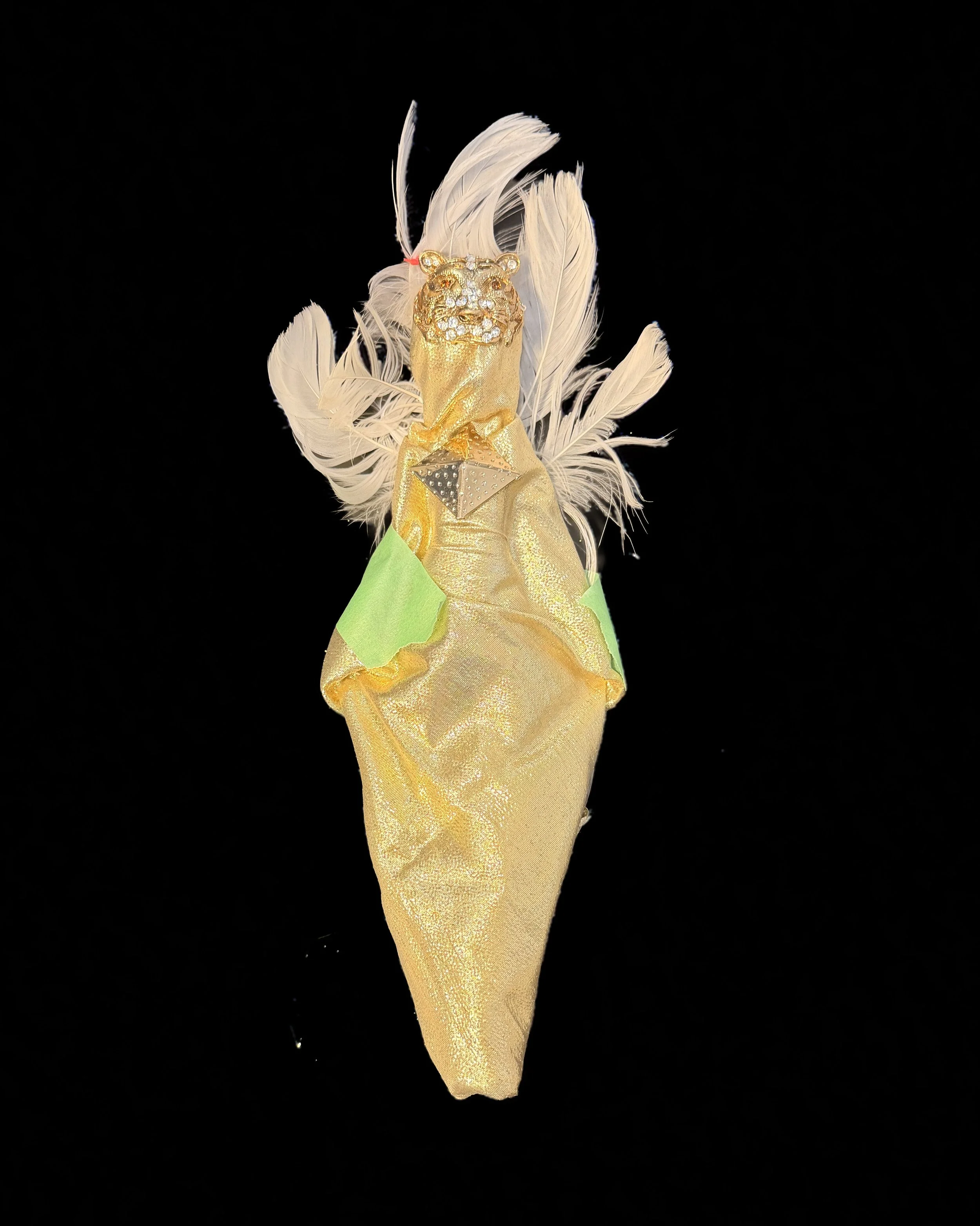  Ascension Spirit   
Soft Sculpture 
 Found Materials   
Discarded Doll, Fabric,  
Found Natural Materials,  
Costume Jewelry, Plastic Gems