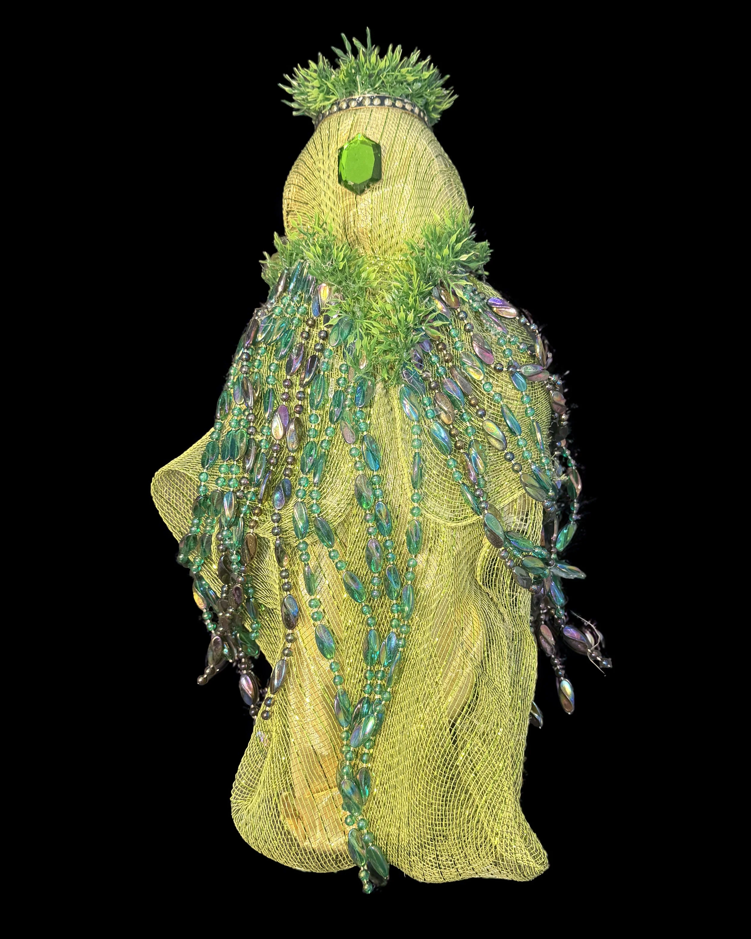 Ascension Spirit   
Soft Sculpture 
 Found Materials   
Discarded Doll, Fabric,  
Found Natural Materials,  
Costume Jewelry, Plastic Gems