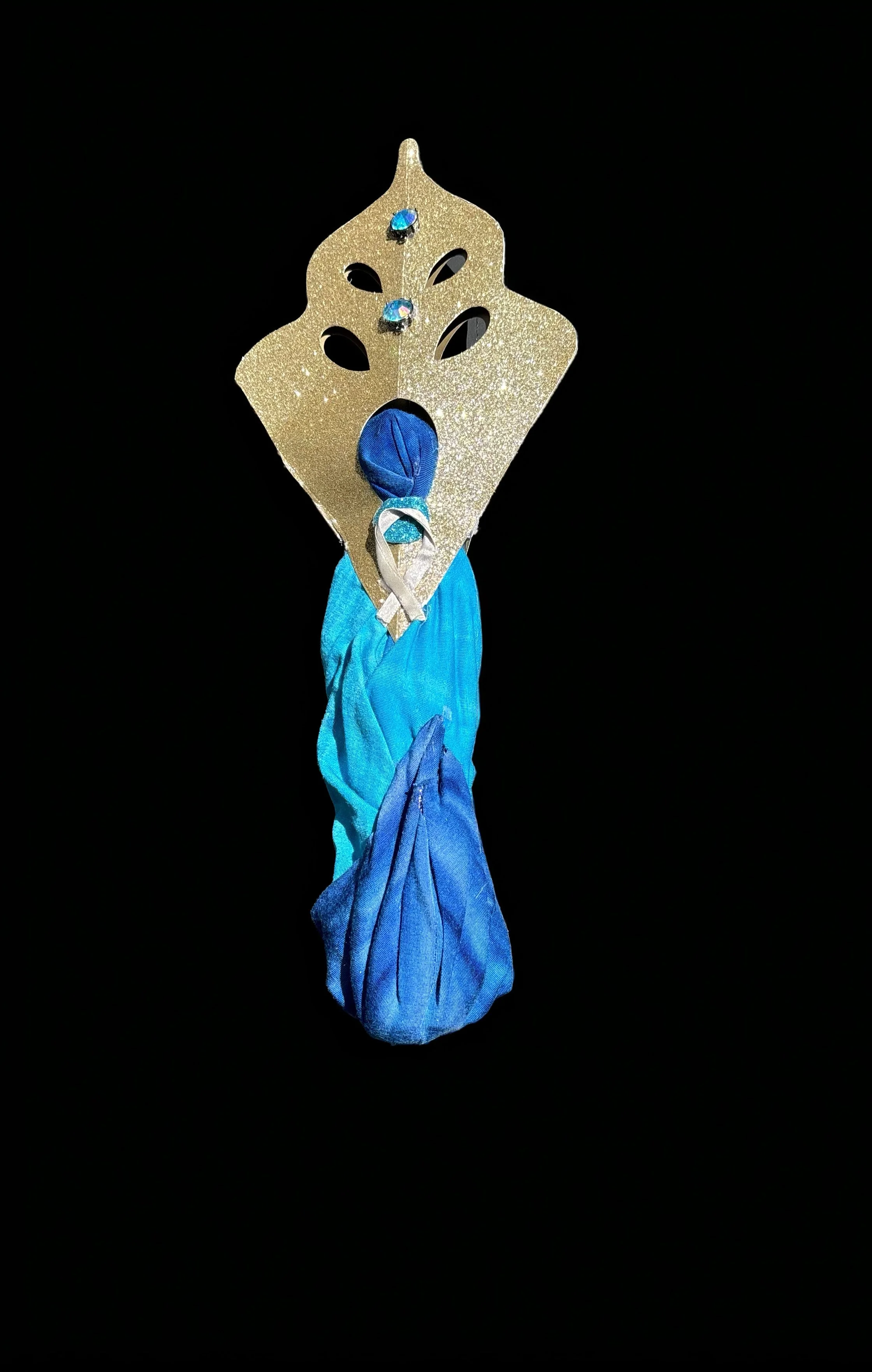  Ascension Spirit   
Soft Sculpture 
 Found Materials   
Discarded Doll, Fabric,  
Found Natural Materials,  
Costume Jewelry, Plastic Gems