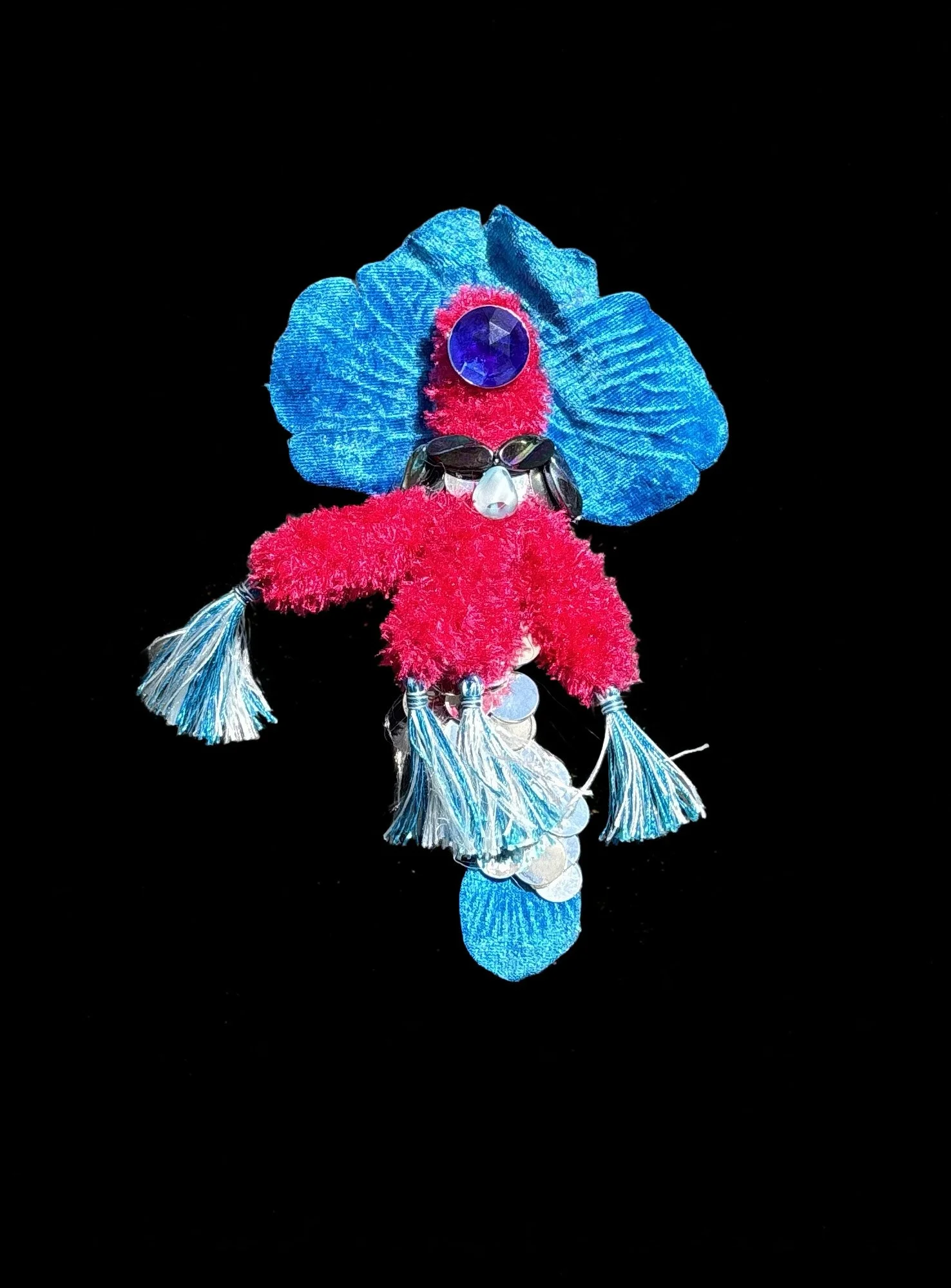  Ascension Spirit   
Soft Sculpture 
 Found Materials   
Discarded Doll, Fabric,  
Found Natural Materials,  
Costume Jewelry, Plastic Gems