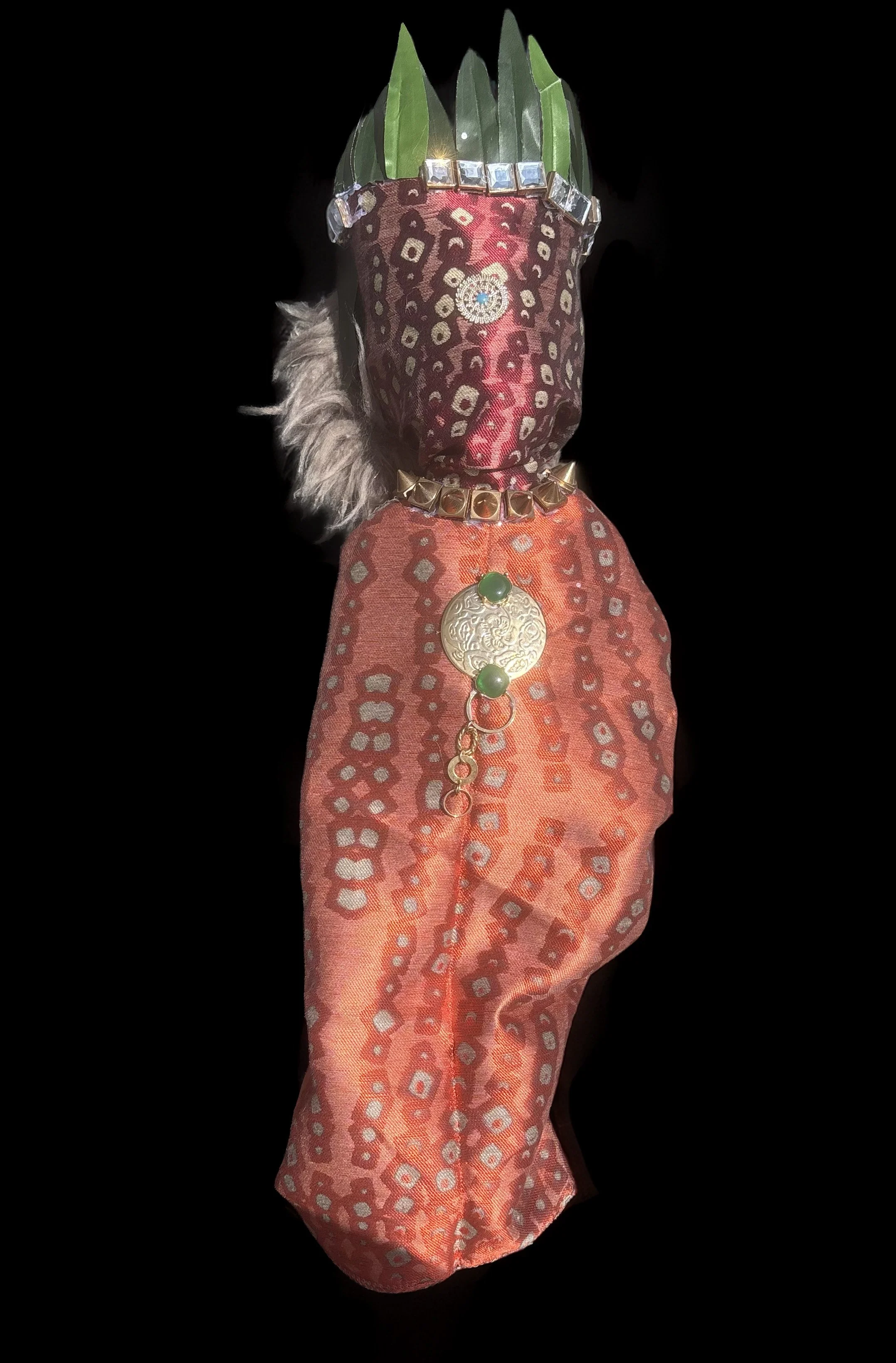  Ascension Spirit   
Soft Sculpture 
 Found Materials   
Discarded Doll, Fabric,  
Found Natural Materials,  
Costume Jewelry, Plastic Gems