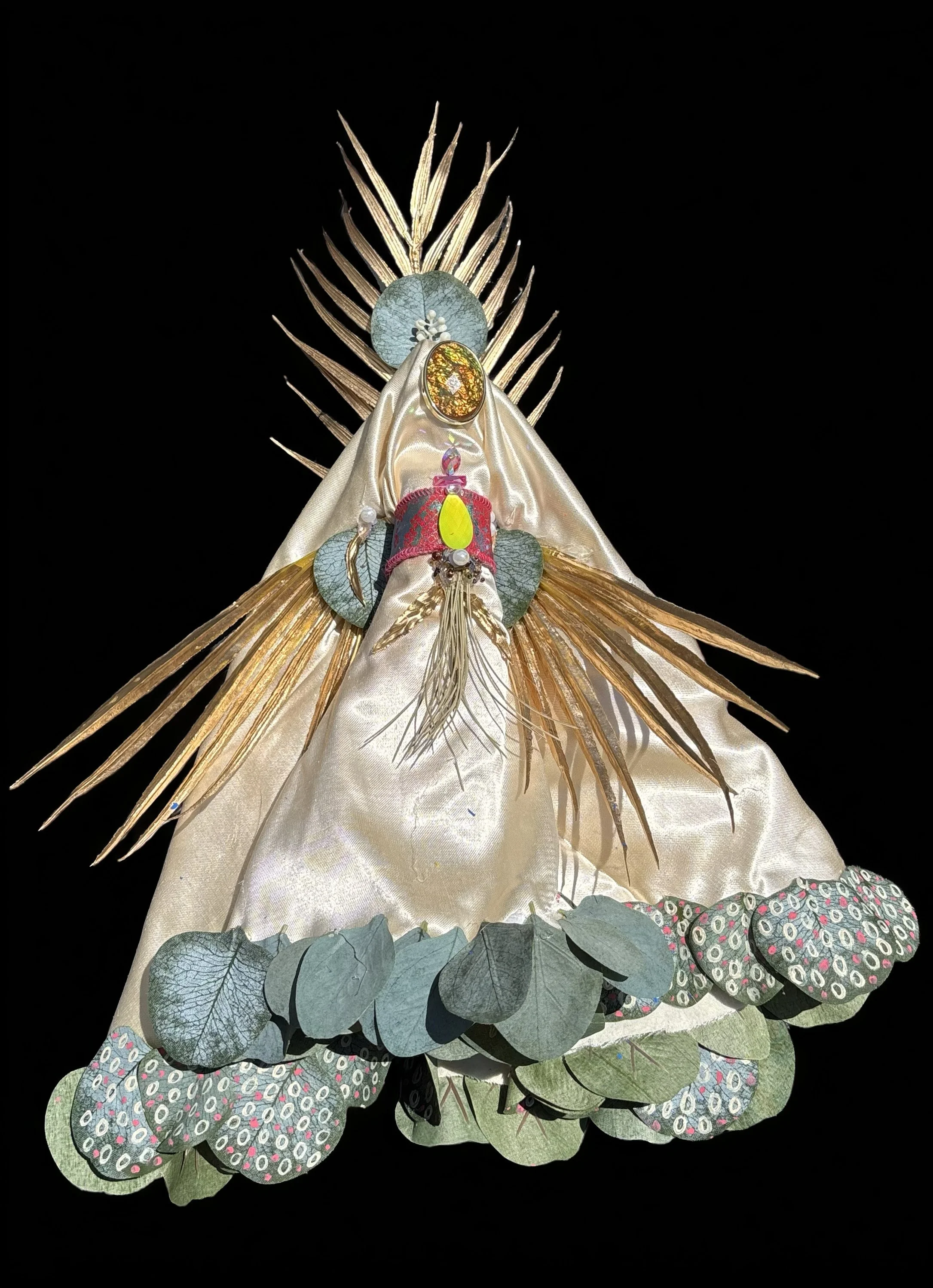  Ascension Spirit   
Soft Sculpture 
 Found Materials   
Discarded Doll, Fabric,  
Found Natural Materials,  
Costume Jewelry, Plastic Gems