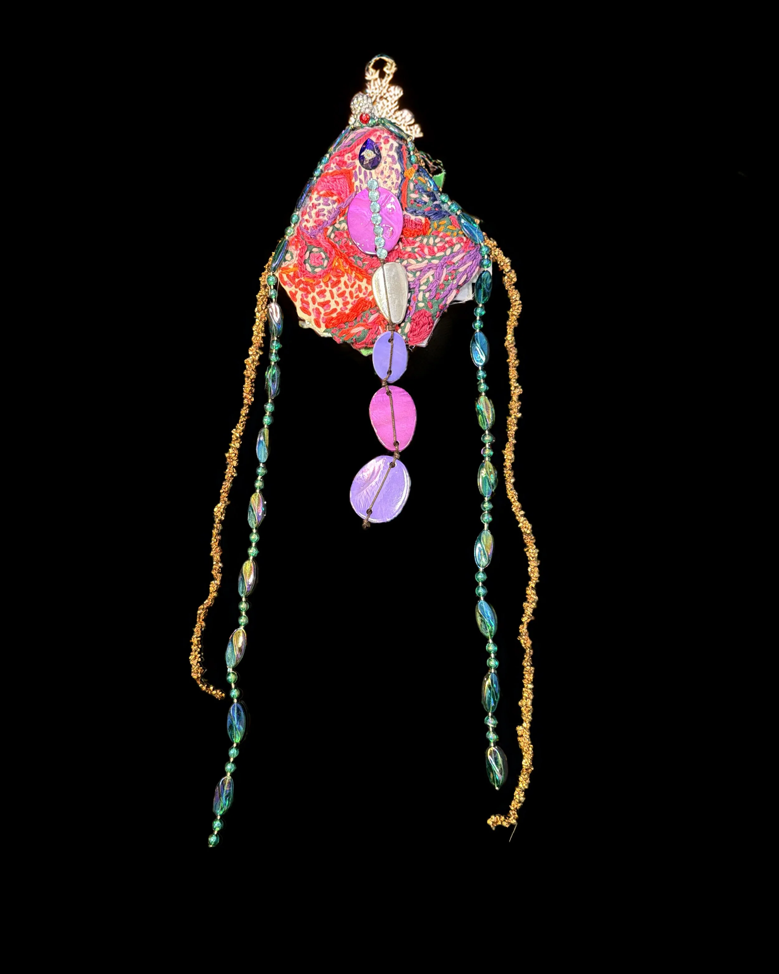  Ascension Spirit   
Soft Sculpture 
 Found Materials   
Discarded Doll, Fabric,  
Found Natural Materials,  
Costume Jewelry, Plastic Gems