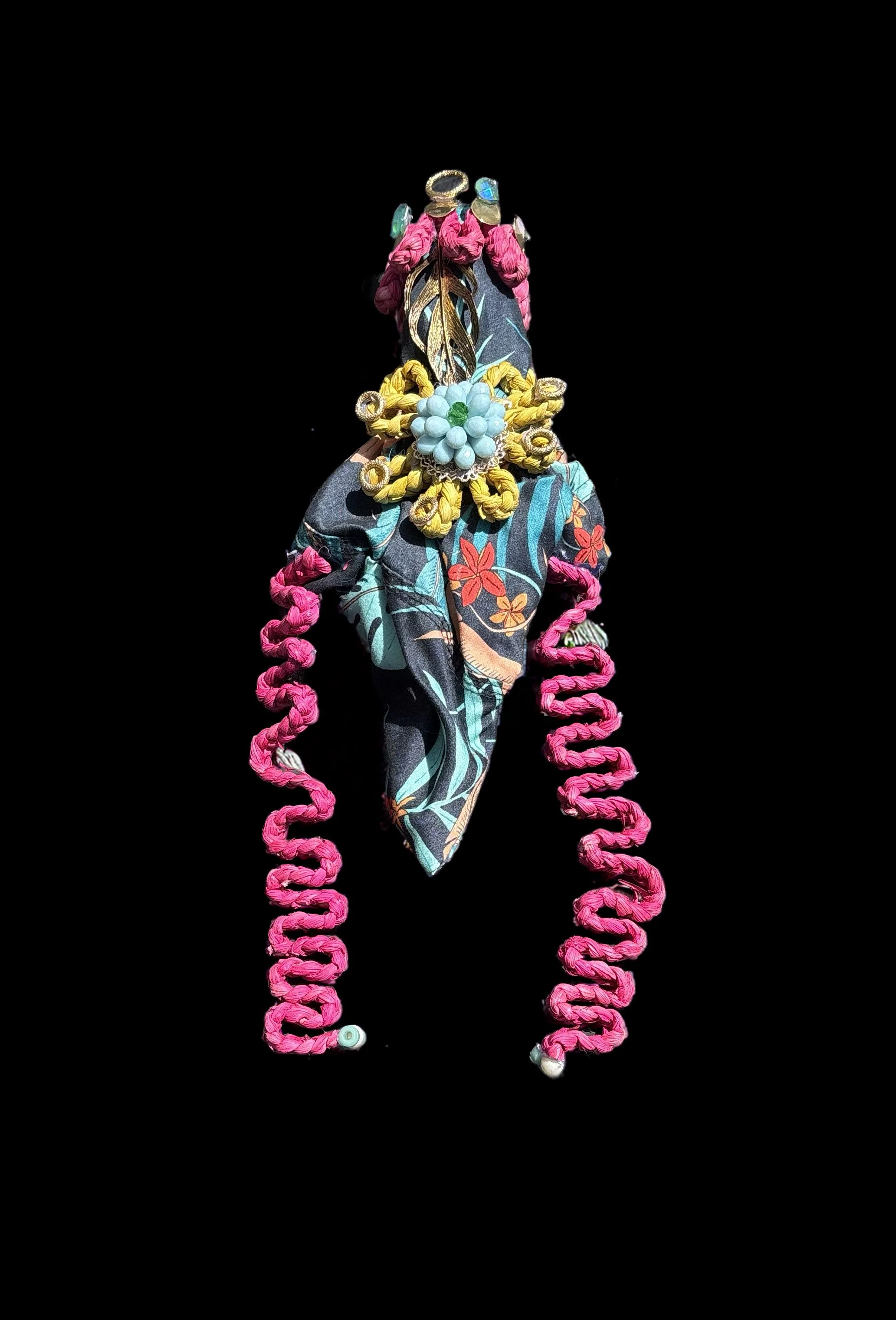  Ascension Spirit   
Soft Sculpture 
 Found Materials   
Discarded Doll, Fabric,  
Found Natural Materials,  
Costume Jewelry, Plastic Gems