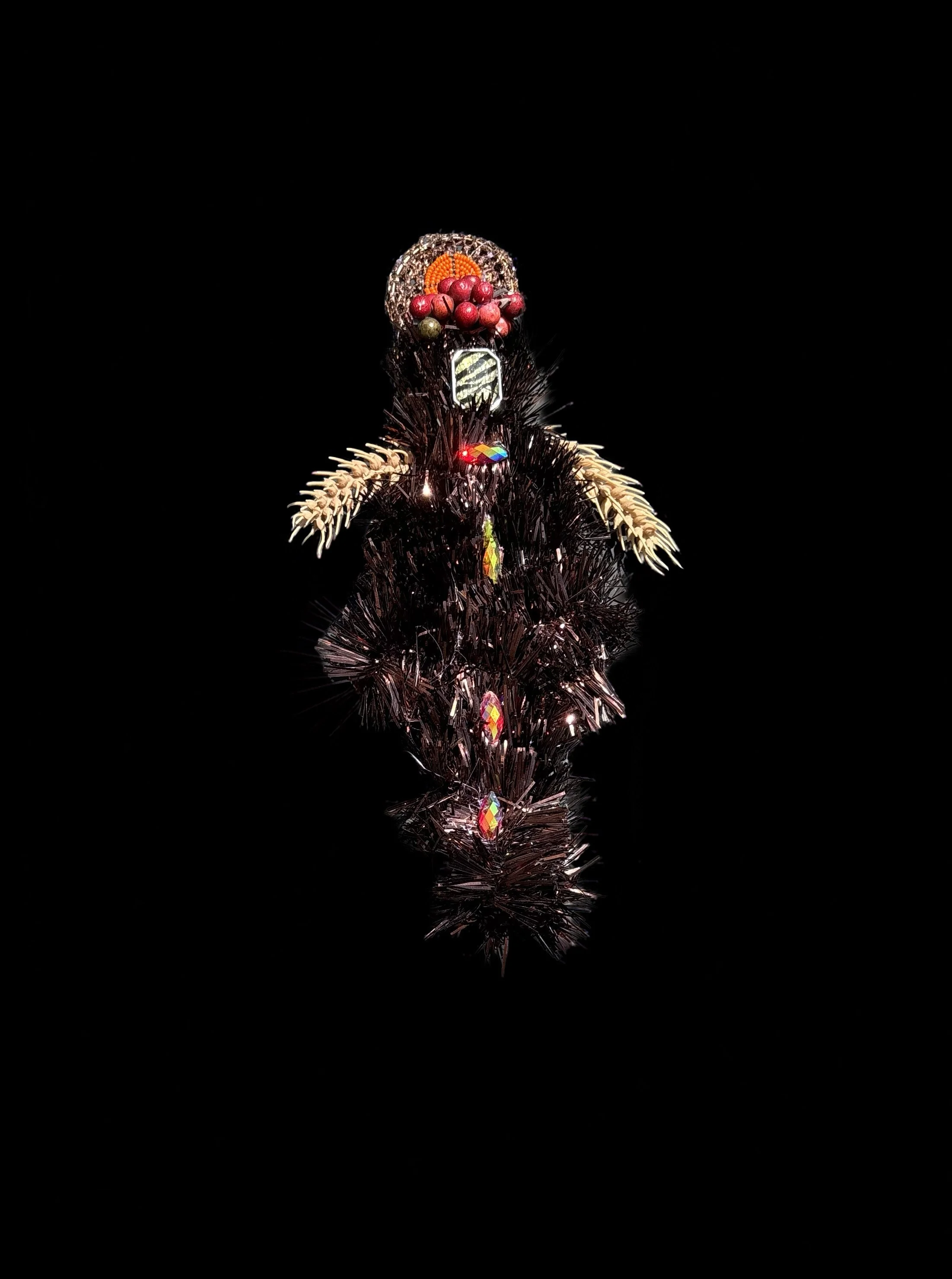  Ascension Spirit   
Soft Sculpture 
 Found Materials   
Discarded Doll, Fabric,  
Found Natural Materials,  
Costume Jewelry, Plastic Gems