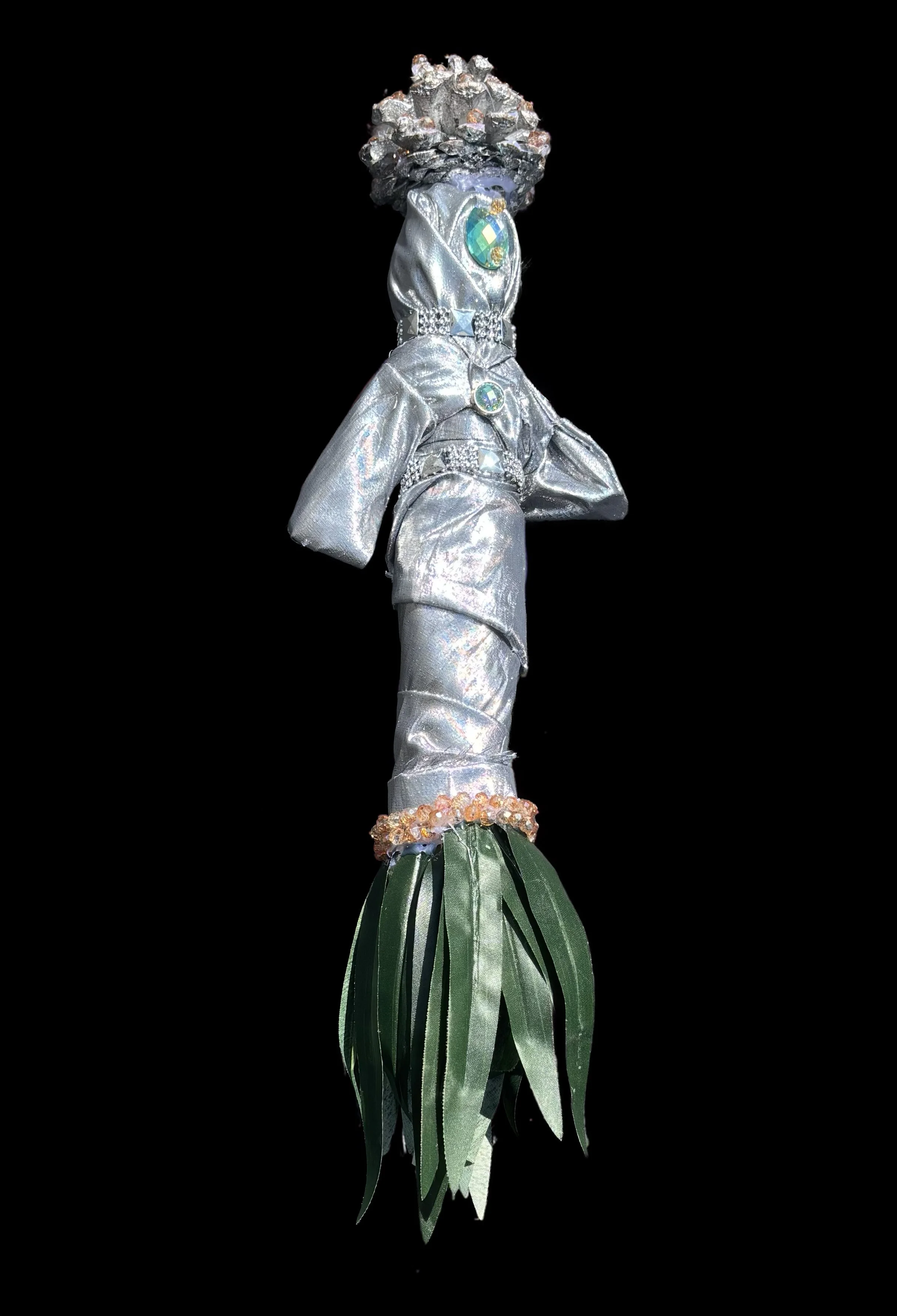  Ascension Spirit   
Soft Sculpture 
 Found Materials   
Discarded Doll, Fabric,  
Found Natural Materials,  
Costume Jewelry, Plastic Gems