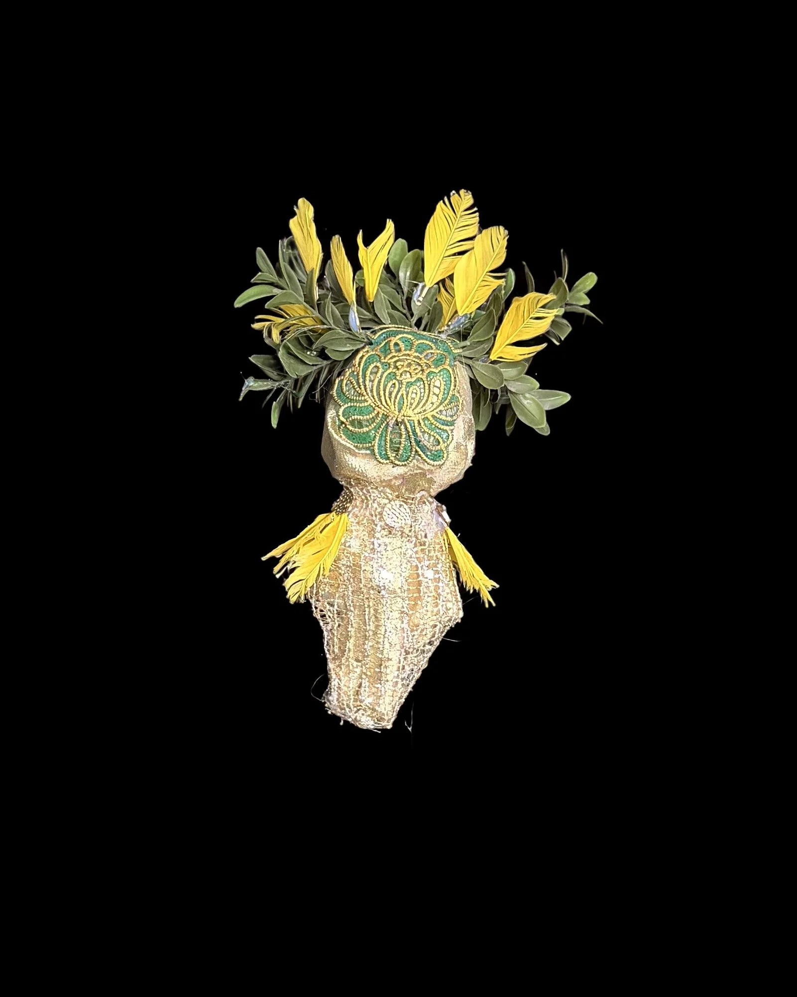  Ascension Spirit   
Soft Sculpture 
 Found Materials   
Discarded Doll, Fabric,  
Found Natural Materials,  
Costume Jewelry, Plastic Gems