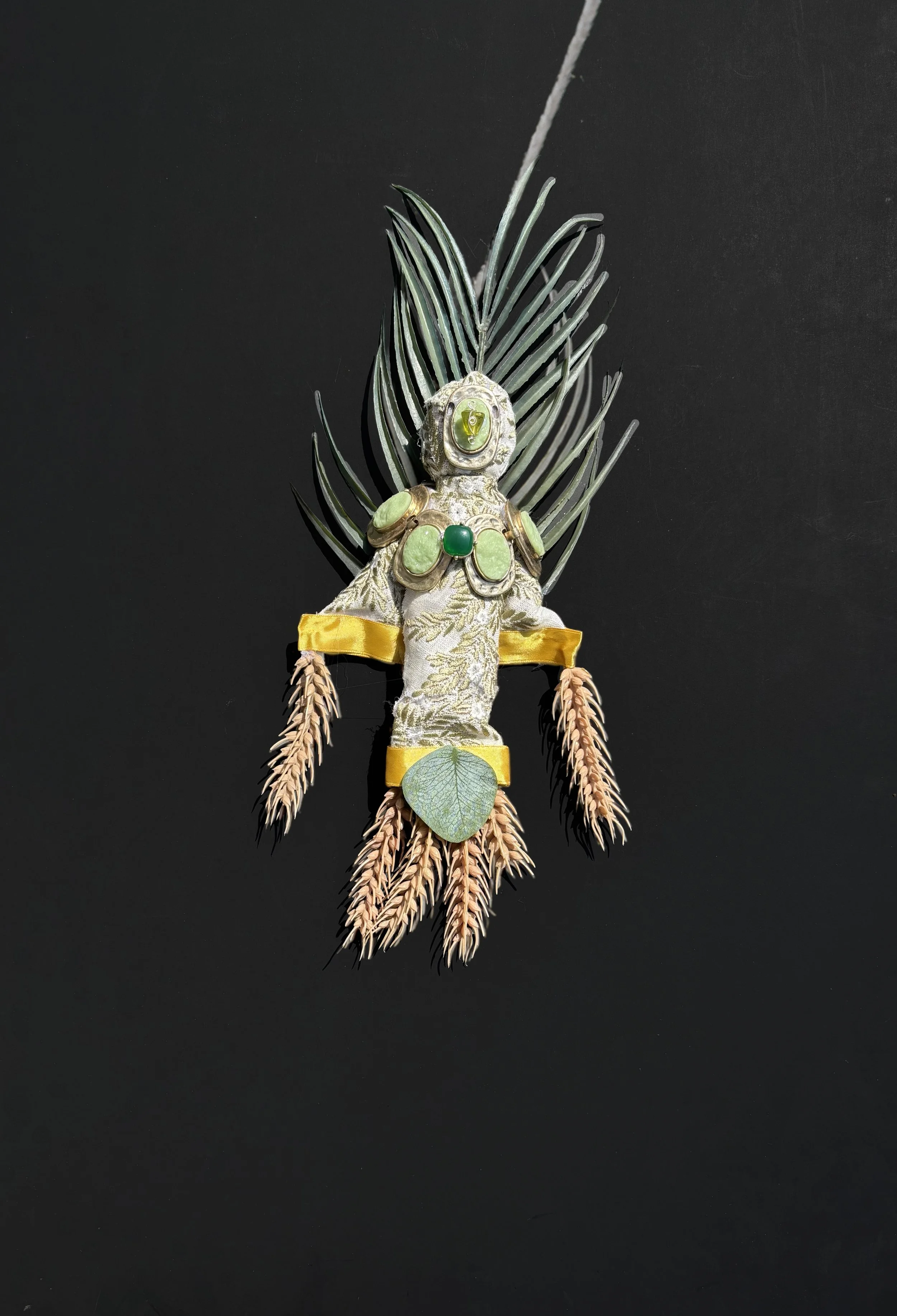  Ascension Spirit   
Soft Sculpture 
 Found Materials   
Discarded Doll, Fabric,  
Found Natural Materials,  
Costume Jewelry, Plastic Gems