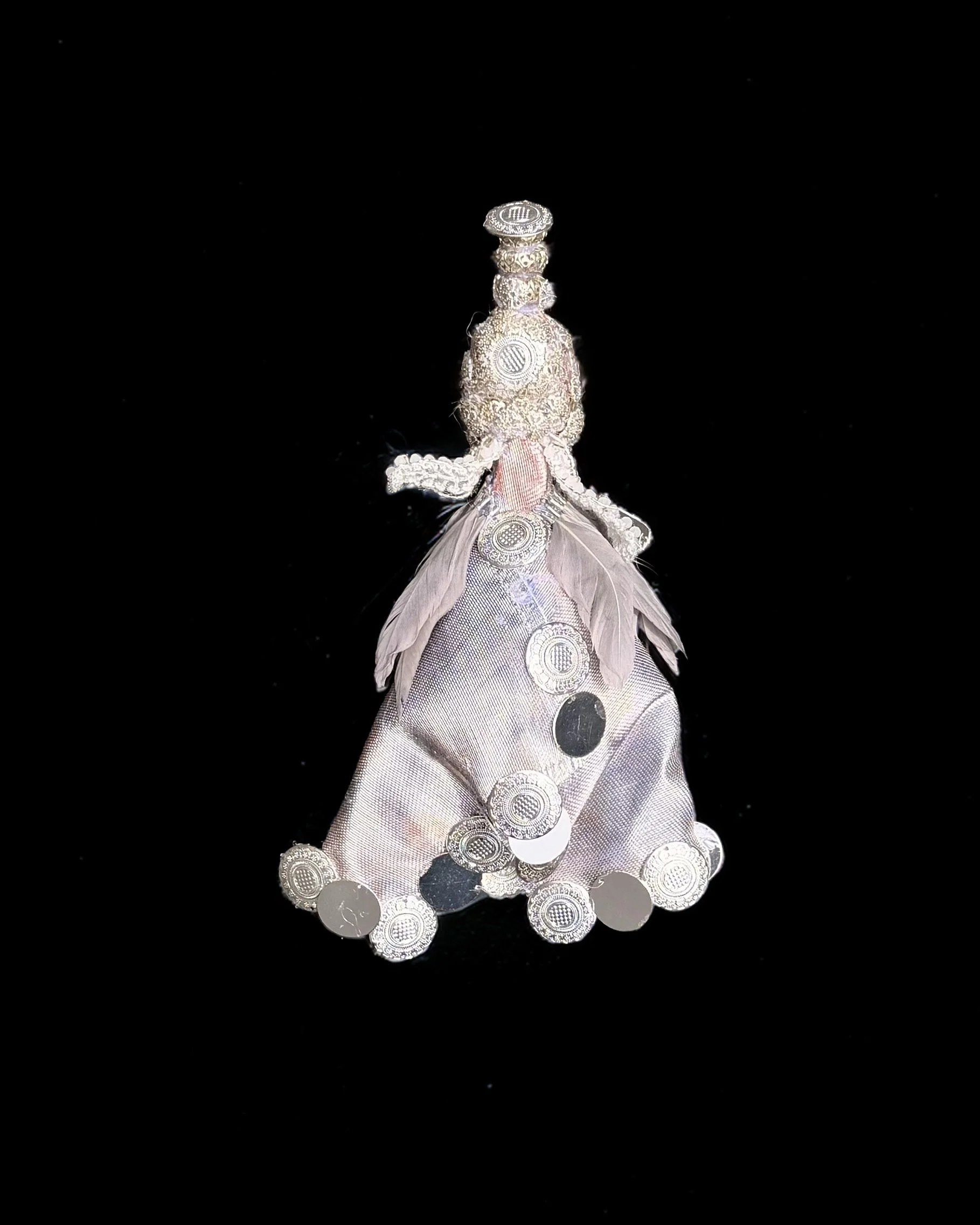  Ascension Spirit   
Soft Sculpture 
 Found Materials   
Discarded Doll, Fabric,  
Found Natural Materials,  
Costume Jewelry, Plastic Gems