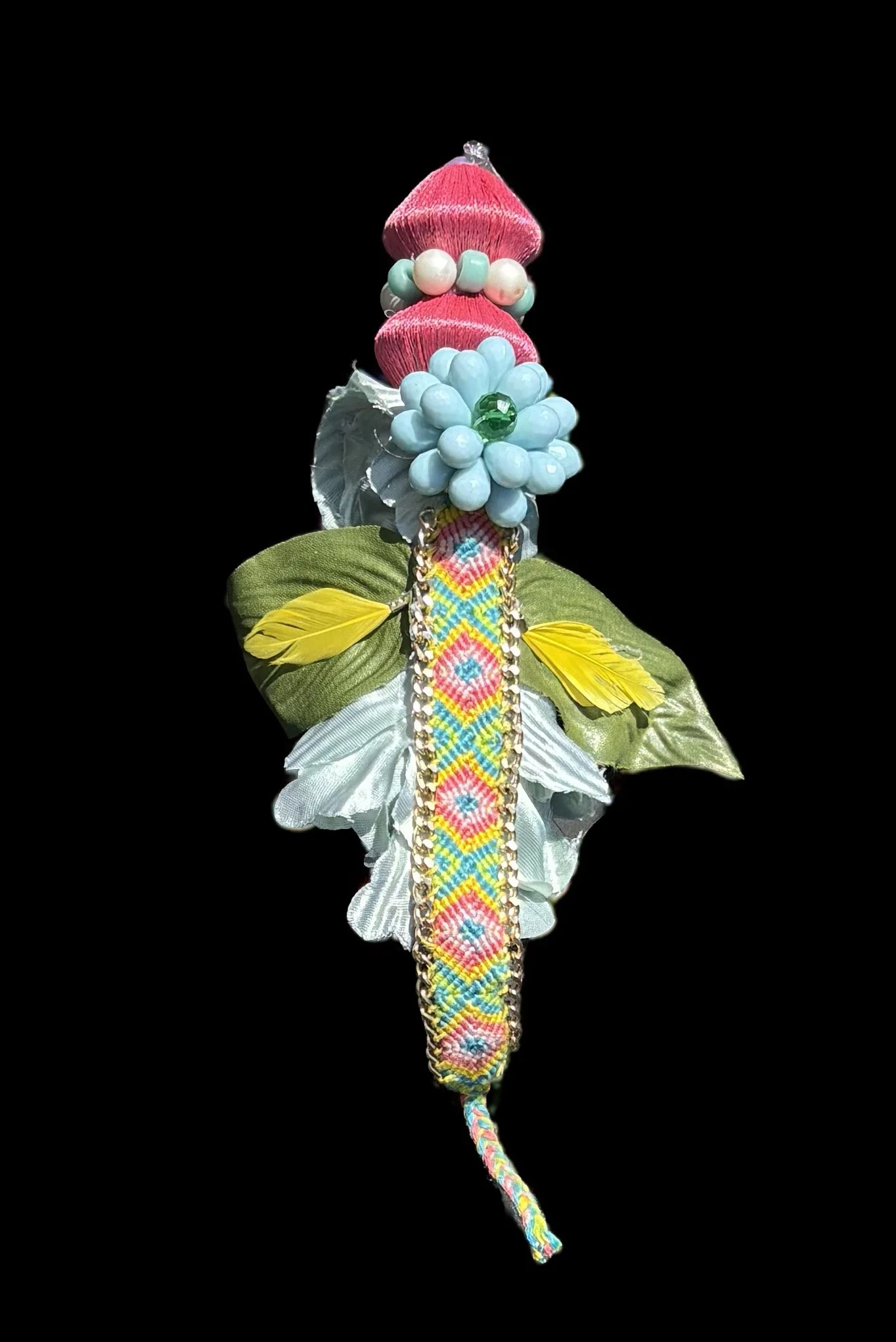  Ascension Spirit   
Soft Sculpture 
 Found Materials   
Discarded Doll, Fabric,  
Found Natural Materials,  
Costume Jewelry, Plastic Gems