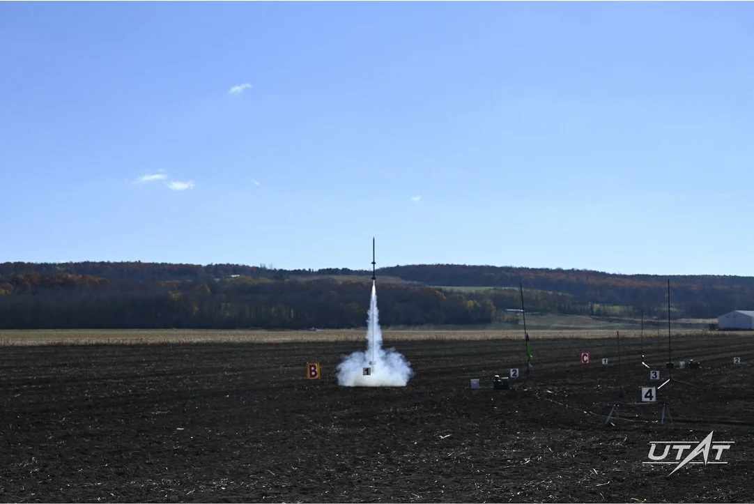 Just last week, Dauntless, the first staging rocket in team history was successfully launched at the Upstate Research Rocketry Group (URRG) in New York! Eight members of the team also successfully obtained their L1 rocketry certifications on the trip