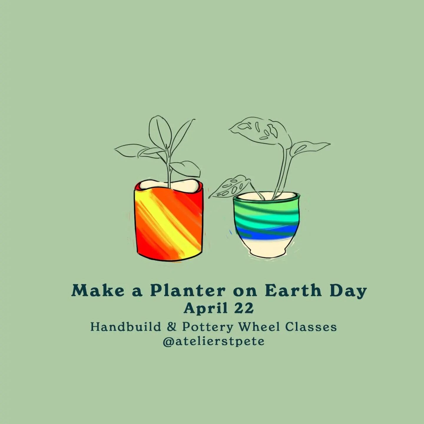 Join us on Saturday, April 22nd for Earth Day and make a planter of your own! Choose either the handbuilding class or the pottery wheel! Sign up online or give us a call.
