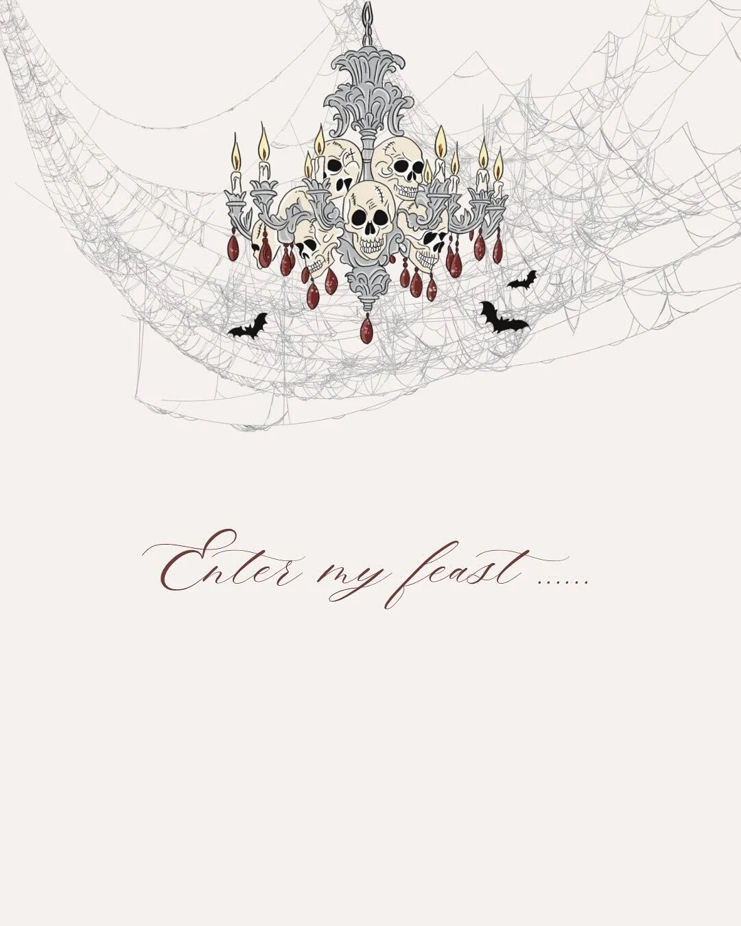 Enter my feast&hellip; if you dare 🎃

This Halloween, I&rsquo;ve designed a menu for the beautifully bewitched, where elegance meets a touch of the eerie.
Skulls, chandeliers, and crimson wine drops set the stage for a soir&eacute;e unlike any other