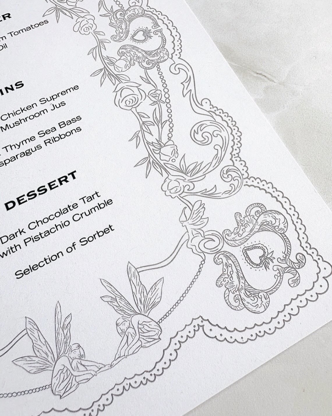 From sketch&hellip; to something you can hold 
When delicate pencil lines slowly find their place on paper, then come to life as a finished piece. This menu started as quiet moments of drawing, florals, movement, tiny details layered with intention, 