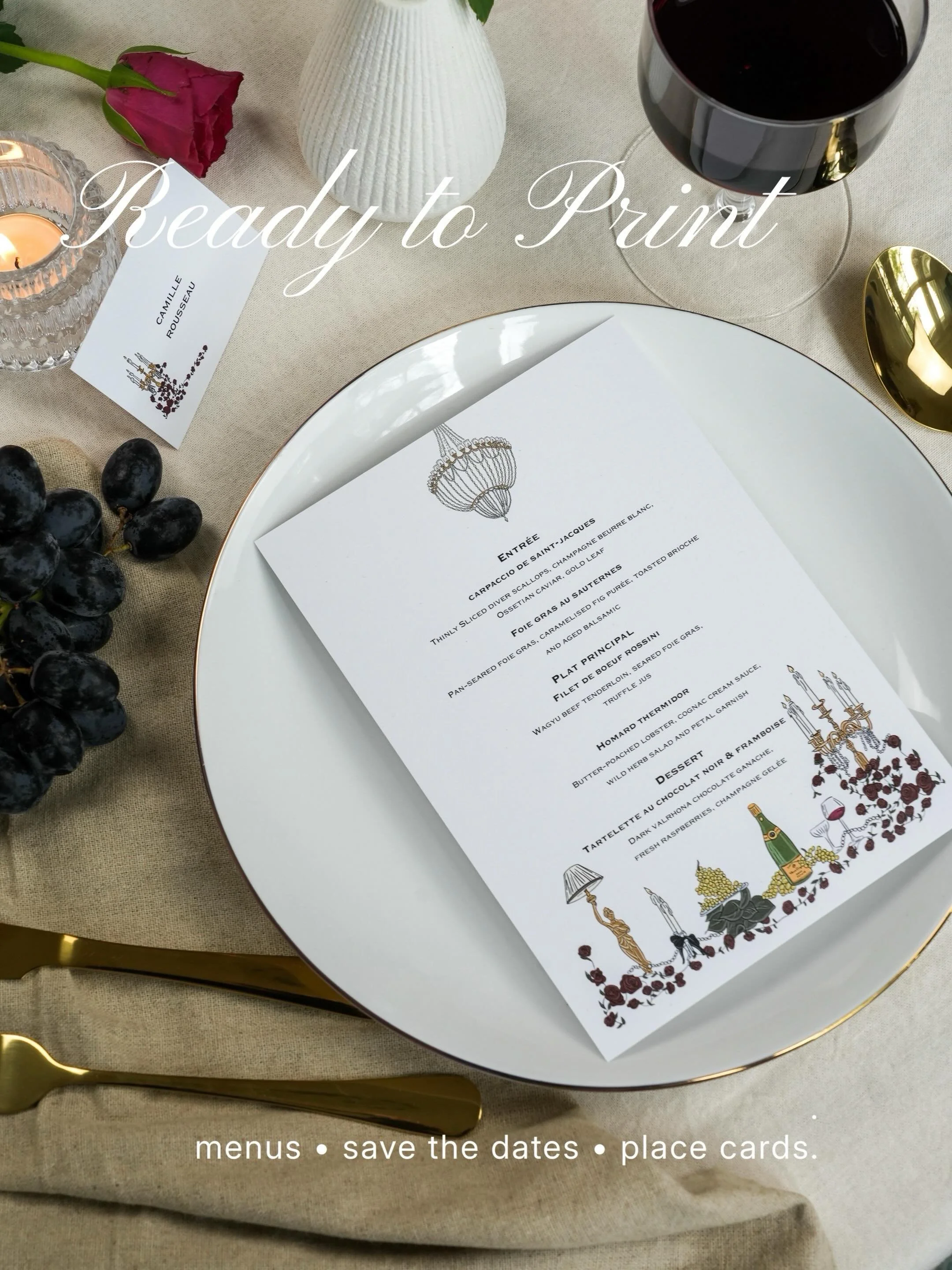 A collection shaped by the little things that make a table feel alive again, candlelight flickering across glassware, handwritten names waiting at each place setting, red wine poured slowly, conversations that linger long after dessert.

Each piece w