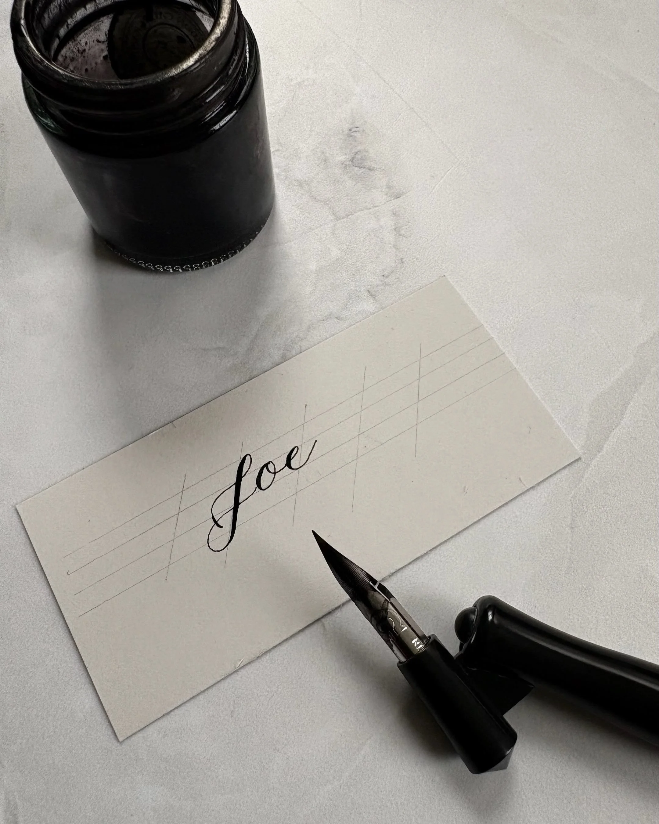 Lately, in ink 💋
Calligraphy drills, names &amp; a little patience.
Slowly developing my hand, one stroke at a time.
