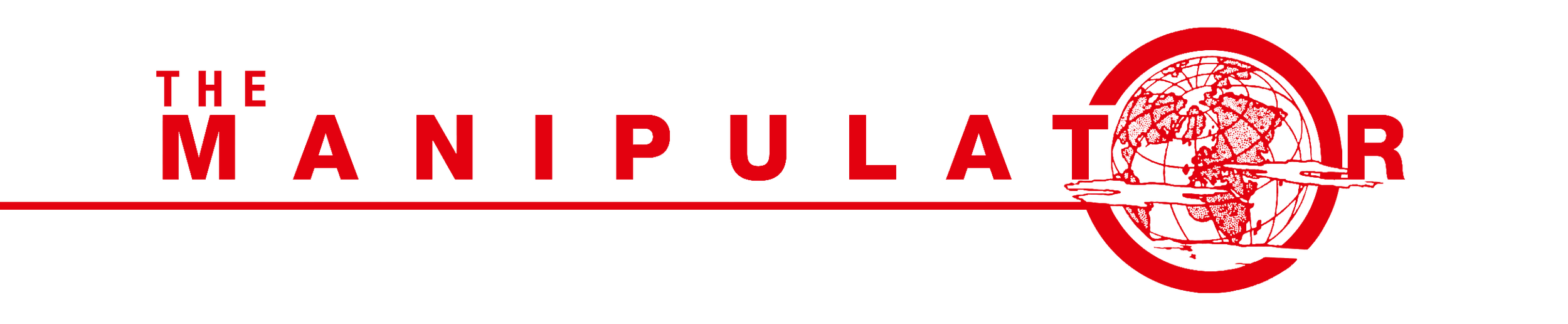 Roter Text "The Manipulator" mit einem Globus-Symbol.