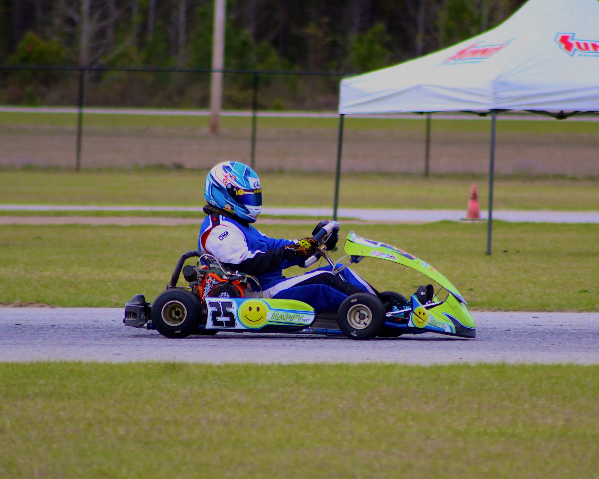 Go Kart Driver In Go Kart With Kinetic Blueprinted Engine