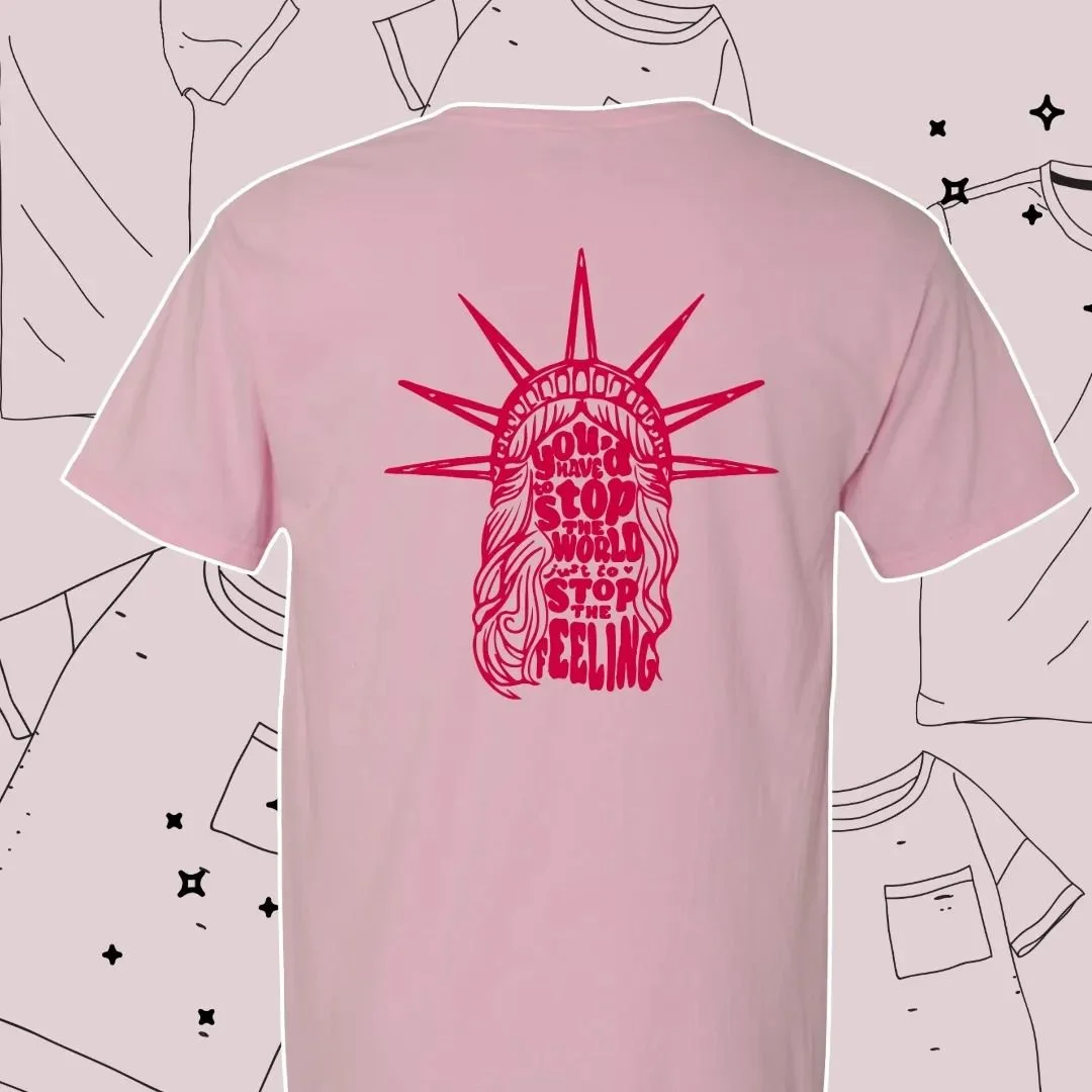 Preorders are live for our Chappell-inspired shirt! Created by yours truly, inspired by none other than the legendary Queen. This shirt is a must for die-hard fans. Screen printed on a Comfort Color pocket tee in Blossom (pink) or Bay (green/gray), w