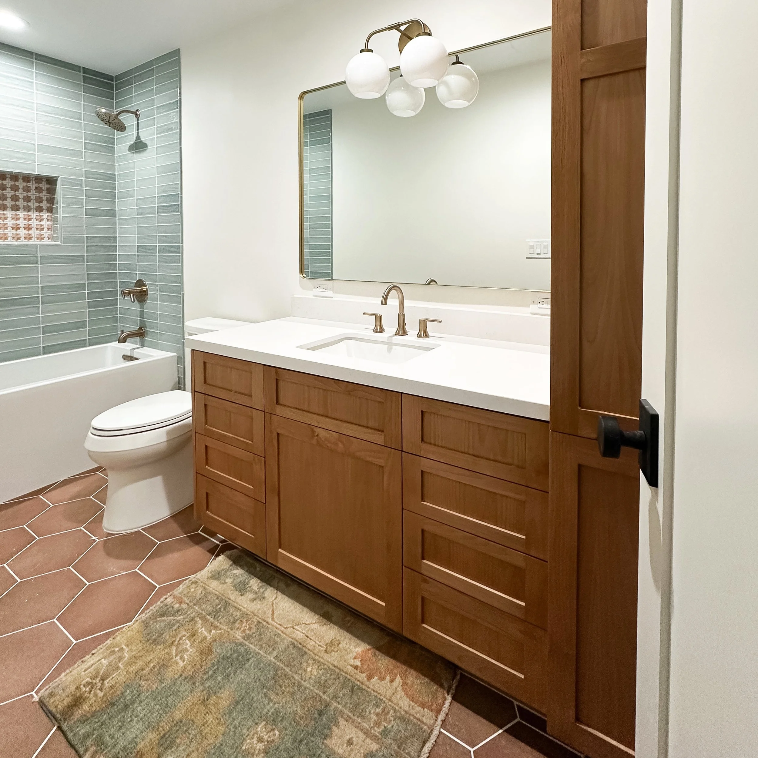 and for the little lady of the house&hellip; a kids bathroom that&rsquo;s fun, but also timeless. Gorgeous handcrafted shaker cabinetry, classic hardware and durable but beautiful tile selections. &mdash;-> from concept to completion! 🫧 🛀 🧼