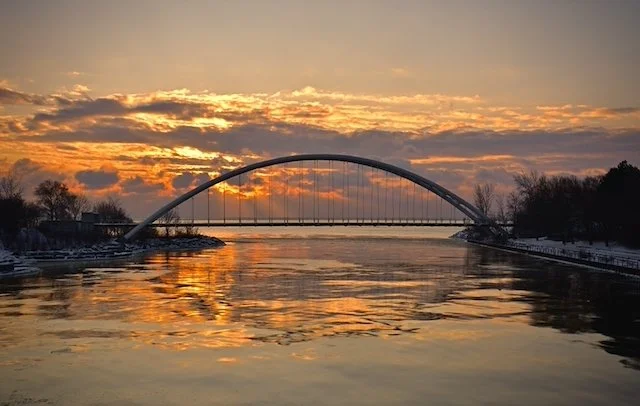 Humber Arch sunrise reflection