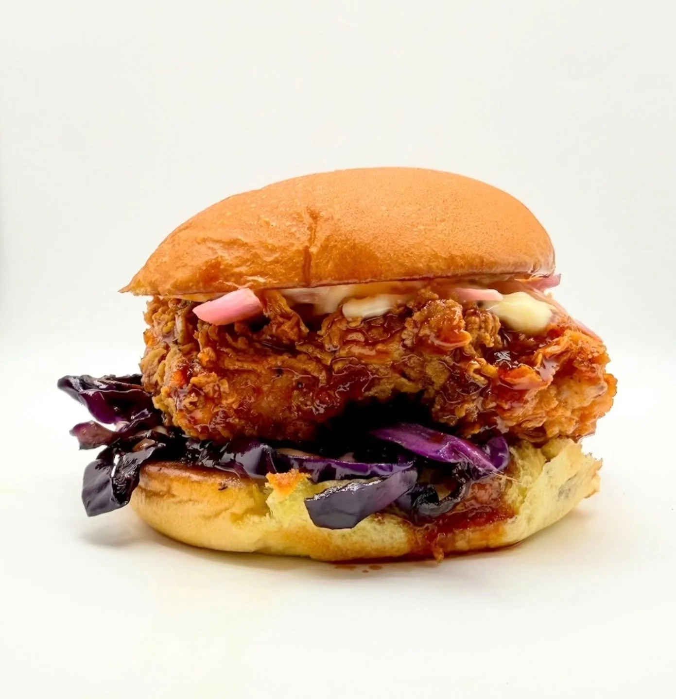 NEW! Our K.F.C comes with 24hour brine buttermilk fried chicken, charred cabbage, pickle red onion, garlic aioli, toasted potato bun with our sweet/tangy/spicy sauce. 

If you haven't tried one yet, what are you waiting for? Its only here for a limit