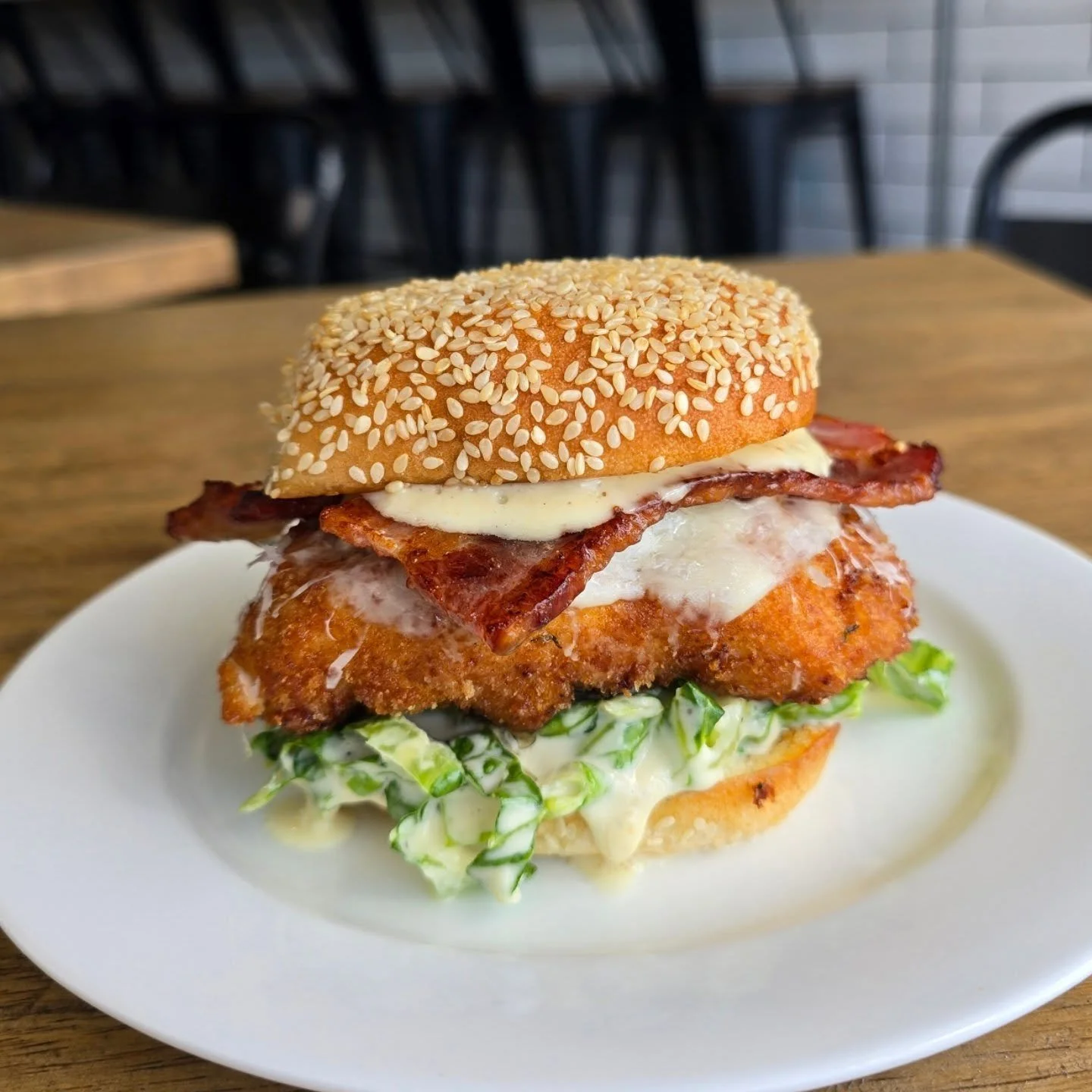 Chicken Bacon Ceaser! Say it with us! CBC. Something about this just hit differently. Panko breaded chicken breast, in-house ceaser dressing, thick cut crisp bacon, romaine, melted provolone &amp; grated pecorino cheese! Simple right? Exactly! Now co