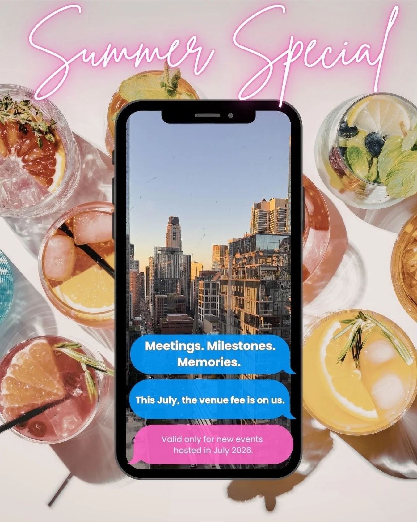 Meetings. Milestones. Memories. 

This July, the venue fee is on us! Contact us at info@twentysixchicago.com 💌 

Valid only on new events hosted in July 2026, please contact us for more details and to plan! Let&rsquo;s celebrate this summer.
