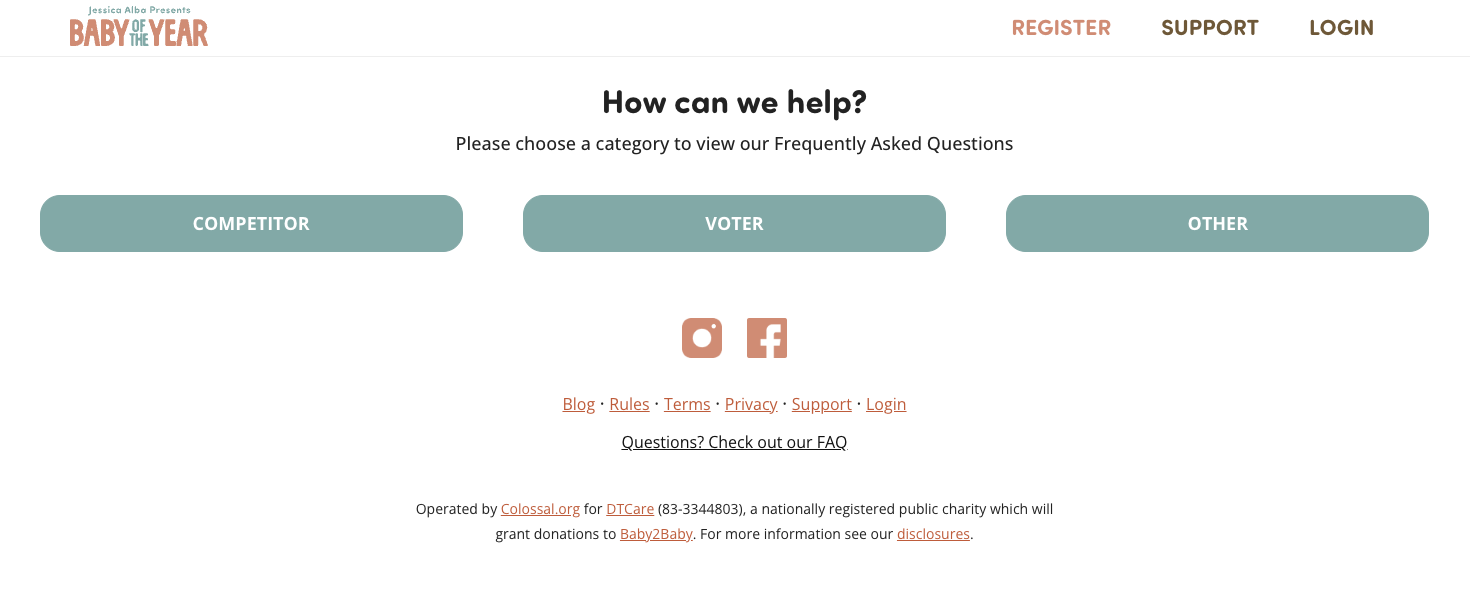 Baby of the Year Support FAQ