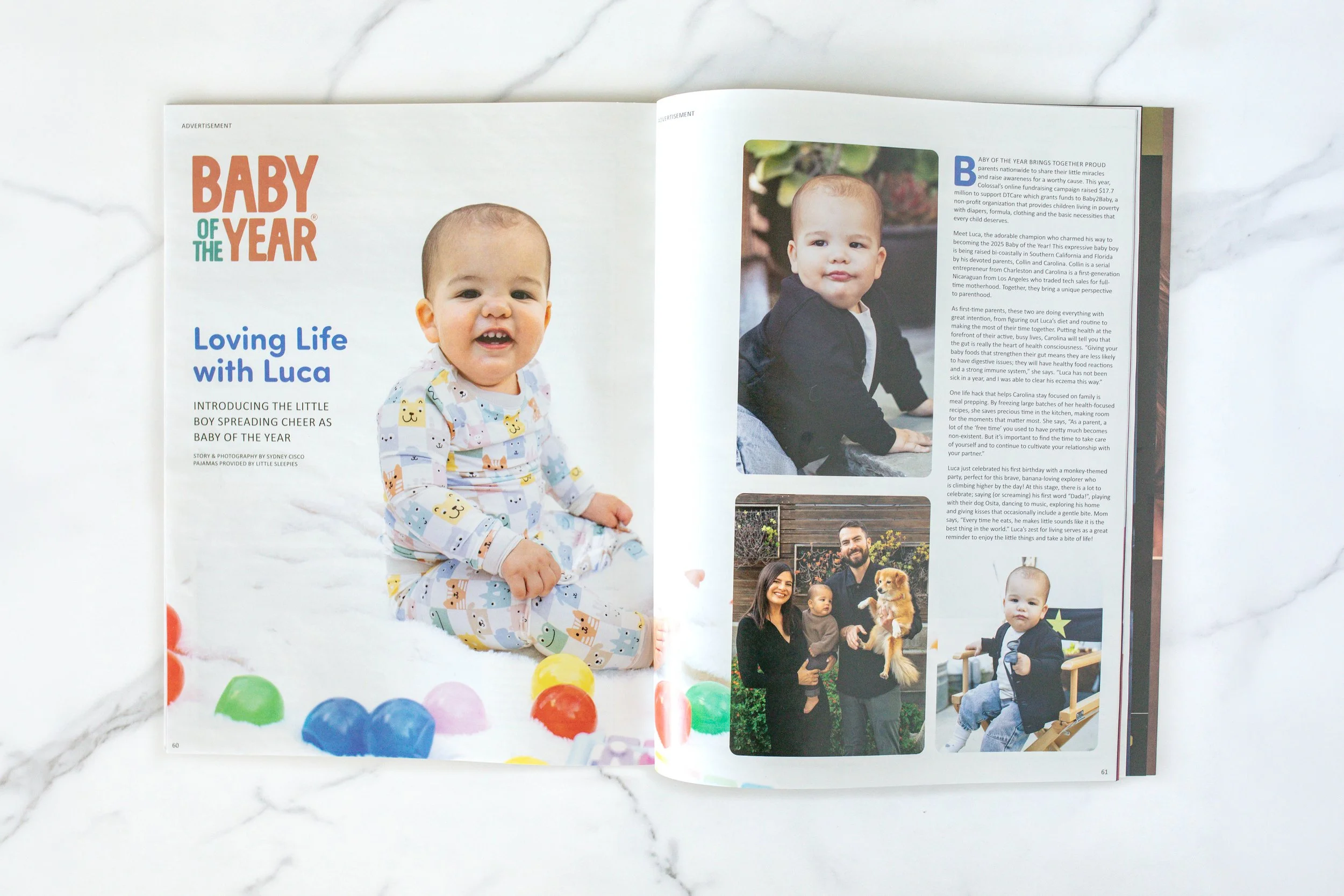 Baby of the Year Winner Variety Magazine Spread Colossal Luca