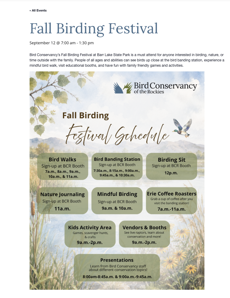 Mindful Birding at BCR’s Fall Festival