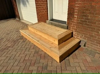 After — side view of completed entry steps — Back Door Step Rebuild