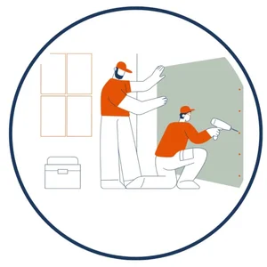 Illustration of plaster and drywall repair services