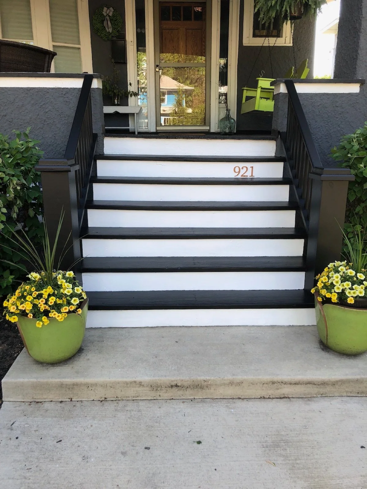 Black & White Front Entry Stairs