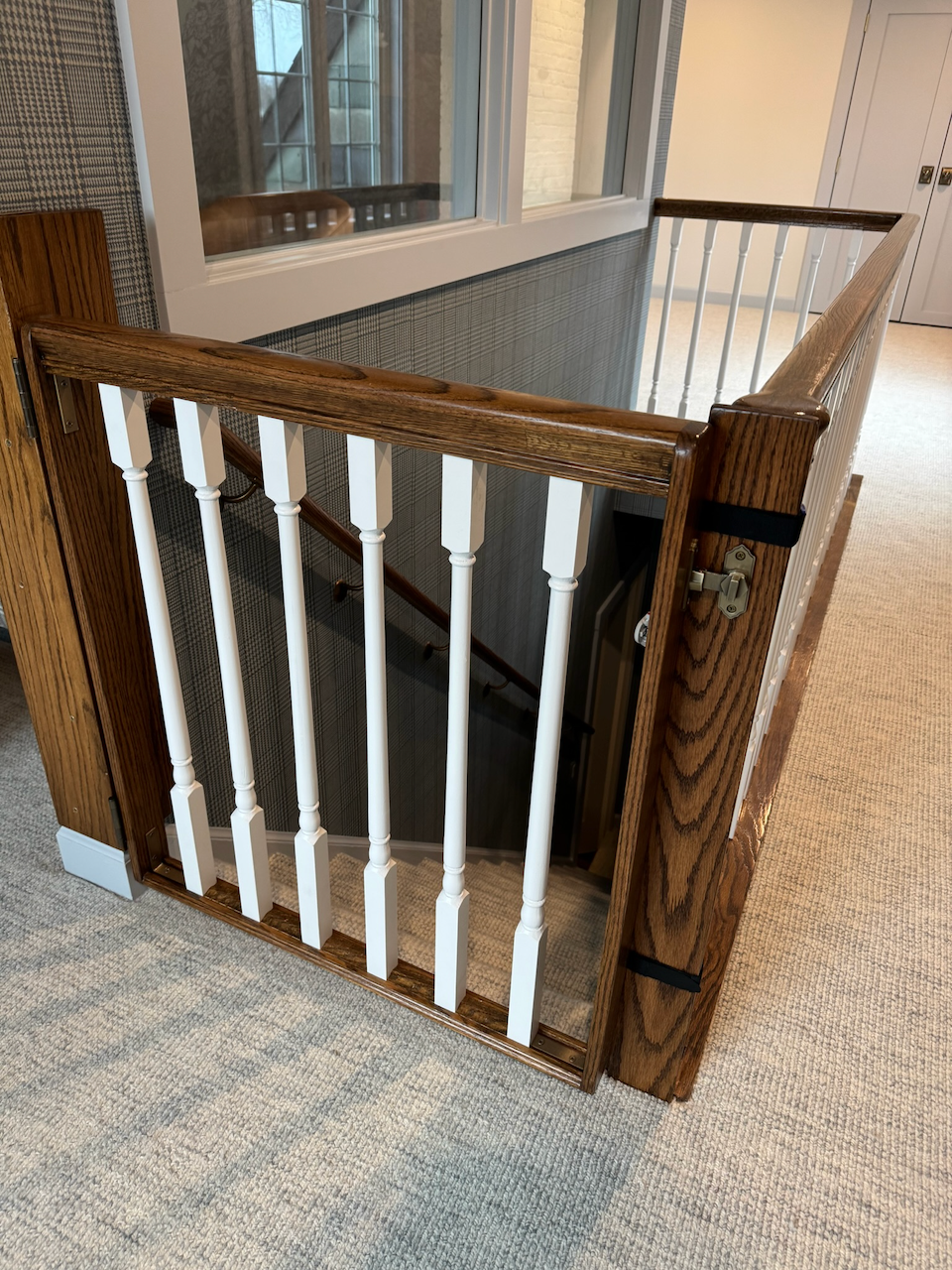 Stairwell Railing & Plaid Wall Trim