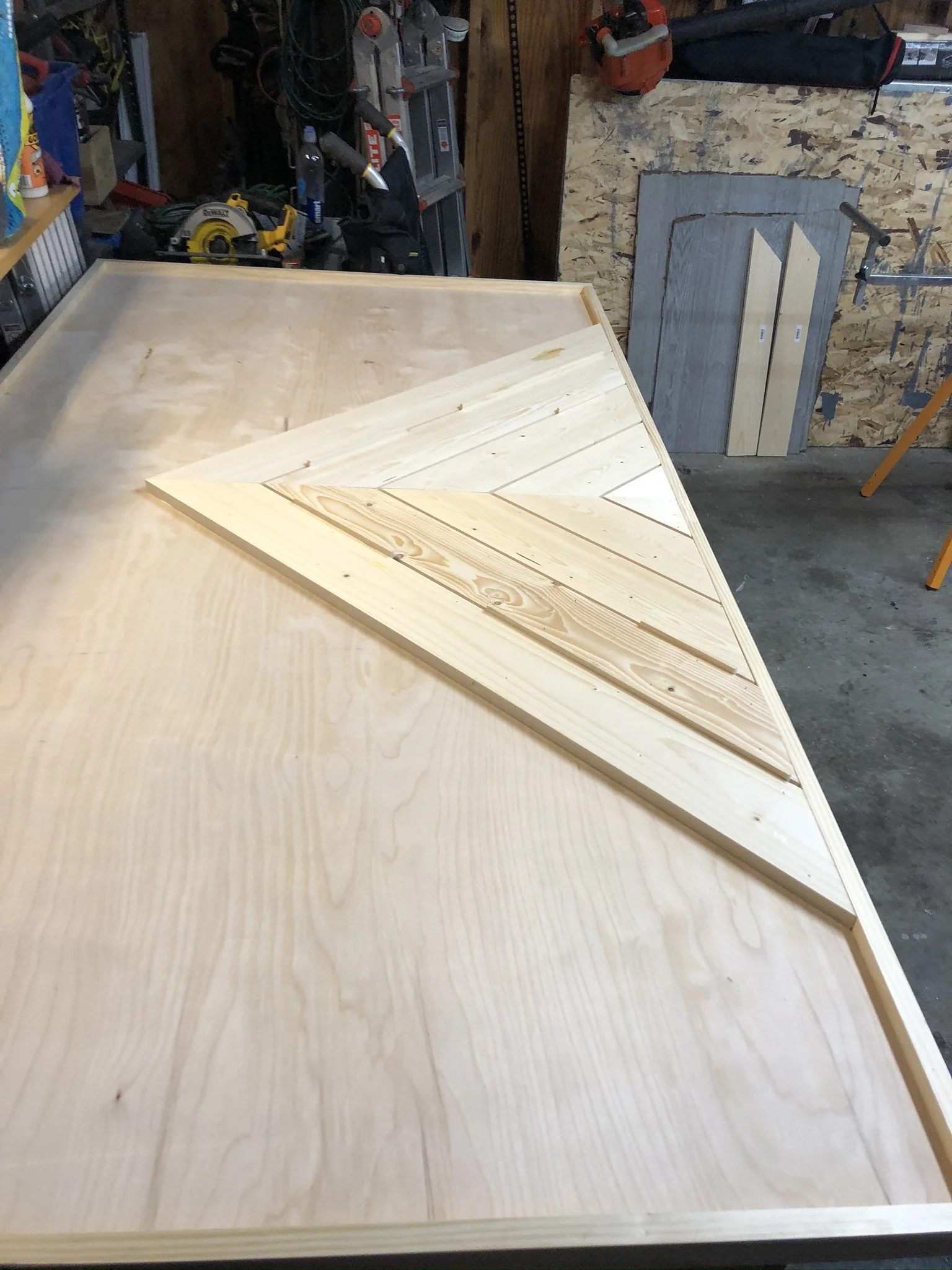 Custom Built Chevron Door in Progress