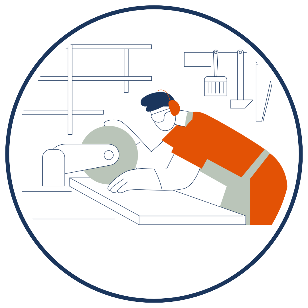 Carpenter working at a table saw