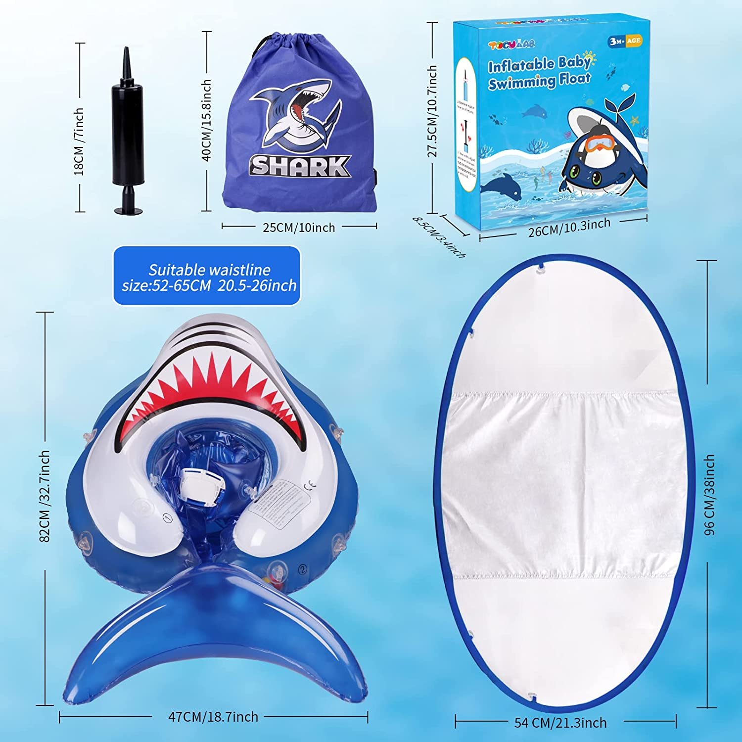 Baby Floats for Pool, with Canopy Removable SPF50+ Sun Protection