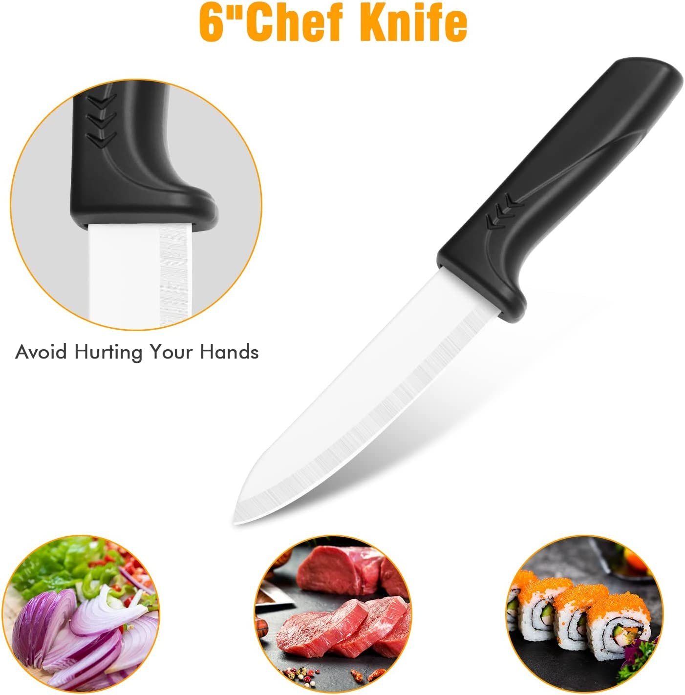 Kitchen Ceramic Knife Set Professional W/ Sheaths Super Sharp Rust Proof  Stain Resistant Chef Utility Knives Fruit Paring Knife