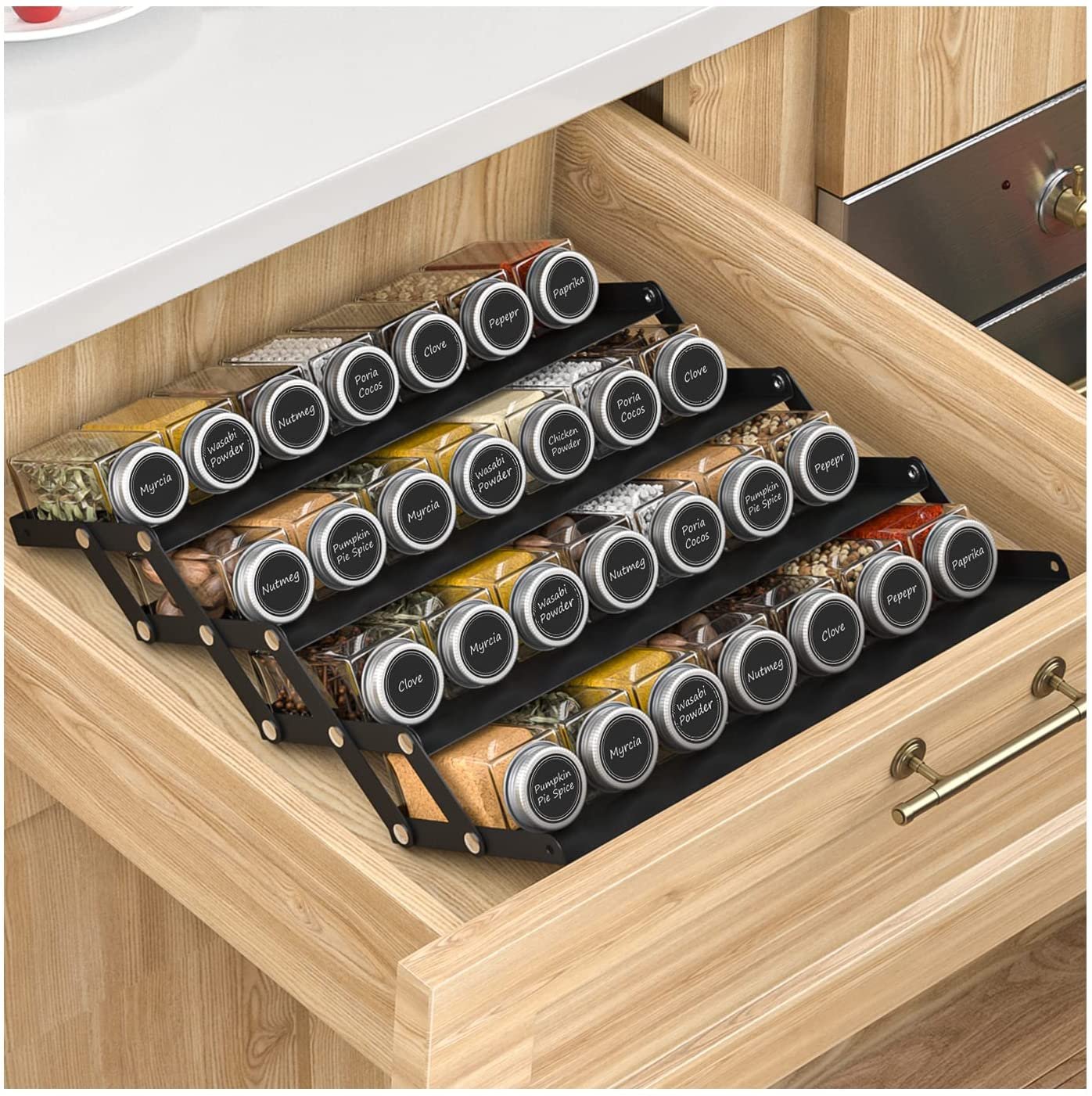 Spice Drawer Organizer, YASONIC Adjustable 4 Tier Spice Rack, Stainless  Steel Expandable Drawer Spice Organizer, Suitable for Deep Drawers — Stacks