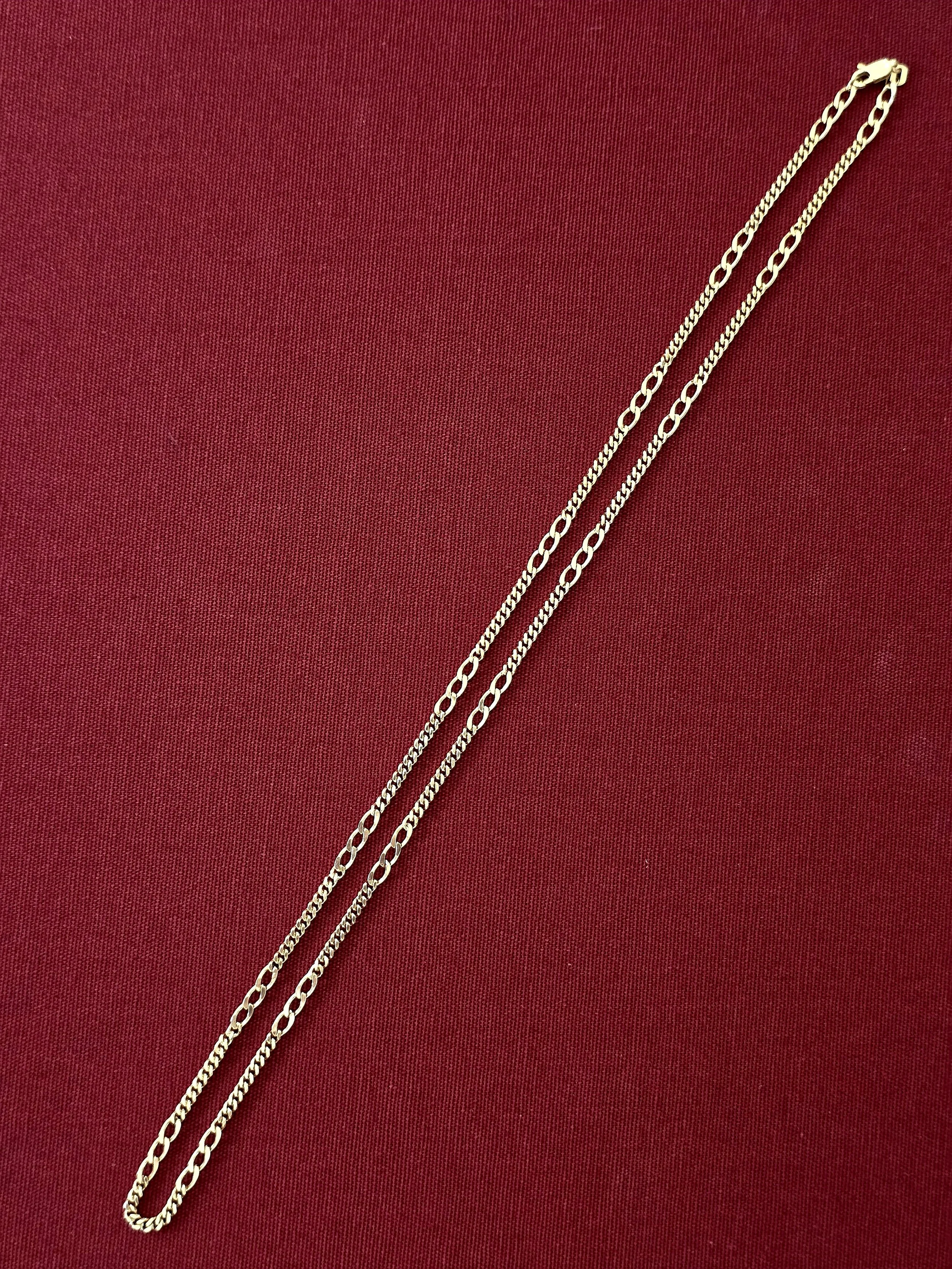 Solid 9ct Yellow Gold Alternating Curb Link Necklace