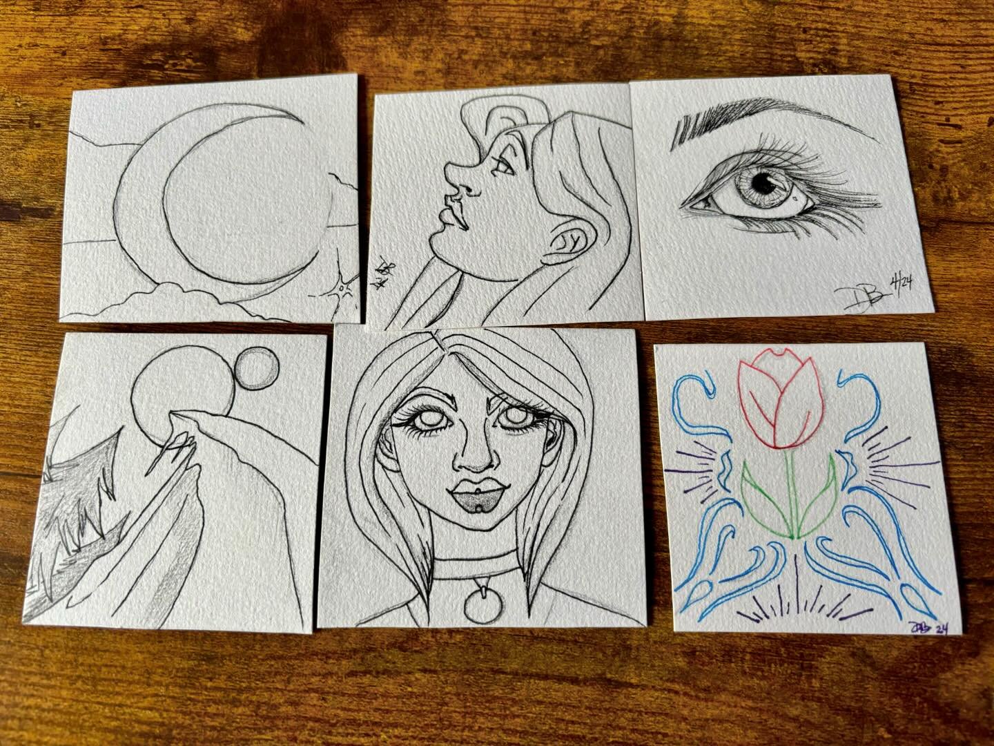 Been making these little art cards to go in letters I send out. They still need watercolor or ink, but then they&rsquo;ll be done ☺️ #art #drawing #artistsoninstagram #artist #doodle #handdrawn