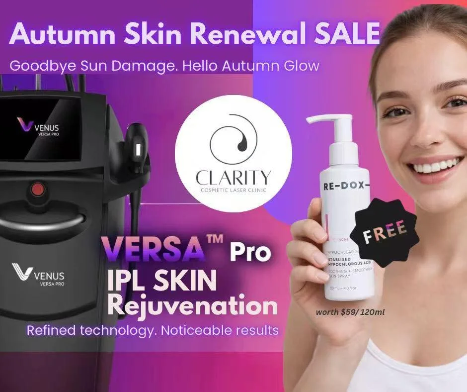 Autumn is the perfect time to reset your skin 🍂

After months of sun exposure, this is when many clients start focusing on restoring skin clarity and balance.

At Clarity Cosmetic Laser Clinic, we&rsquo;ve designed a seasonal offer to support your s