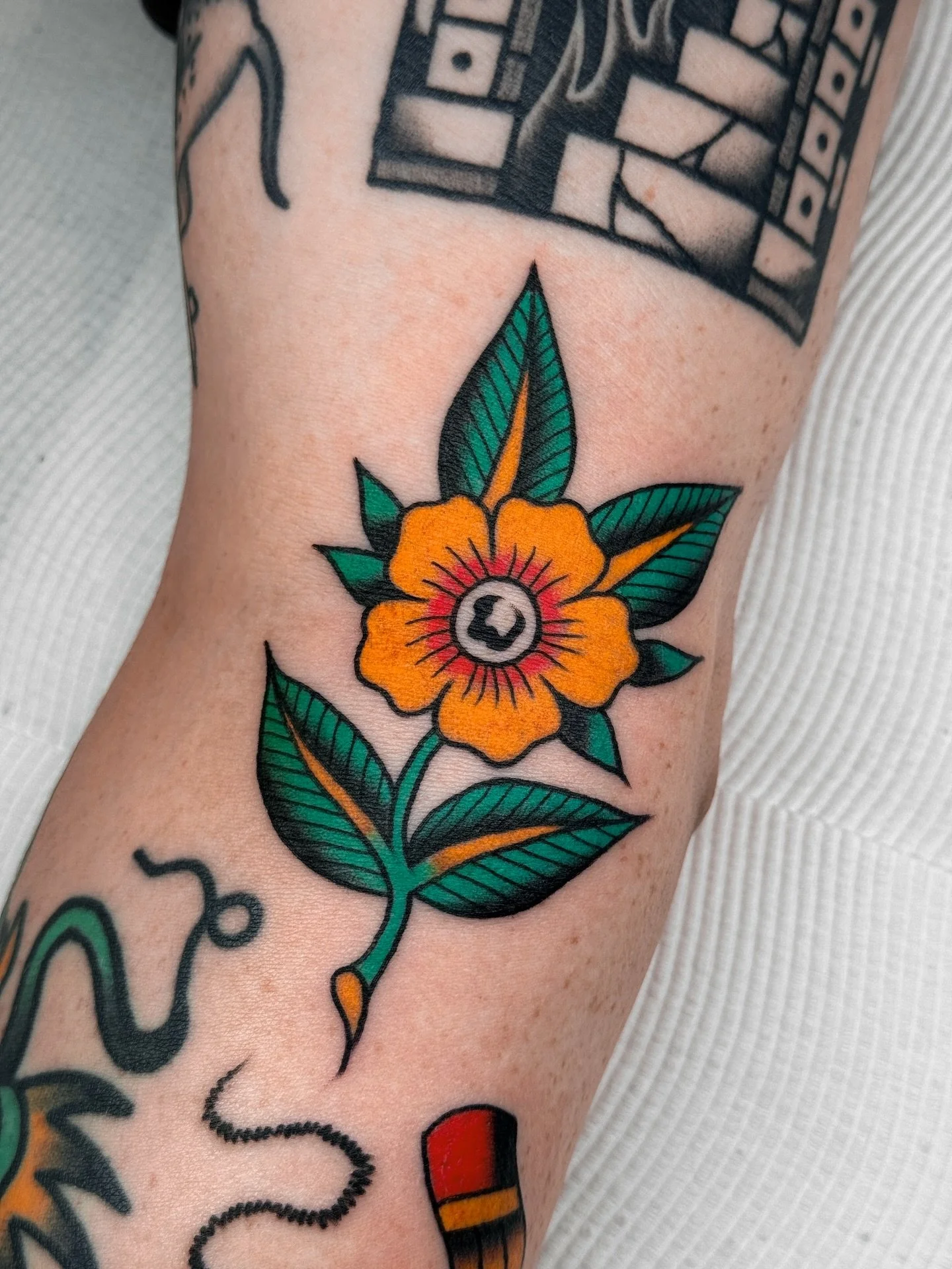 Coupla poppin fun ones for Mike 💘 these ones we did in August last year but he&rsquo;ll be back in tomorrow to add some more 🥳 ps. I&rsquo;ve been doing so many fun tattoos lately but am about a year behind on posting, so I might have to start shar