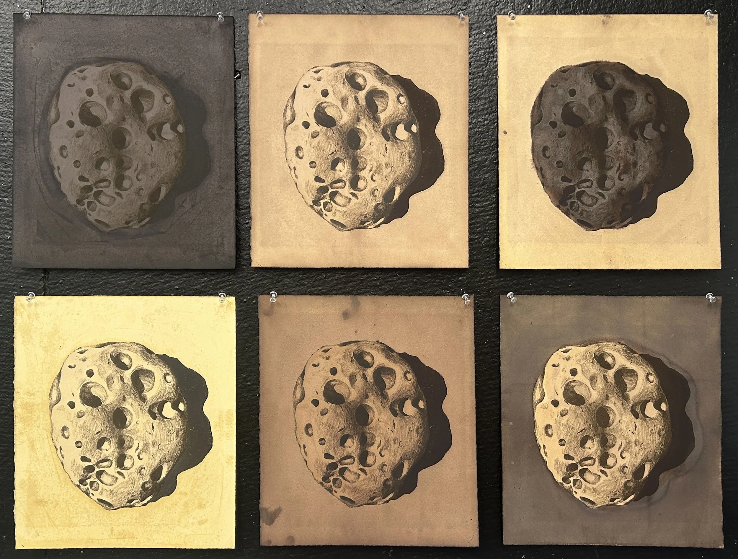 "Momstone", 10.5 x 12 each, Stone Lithography with natural dyes