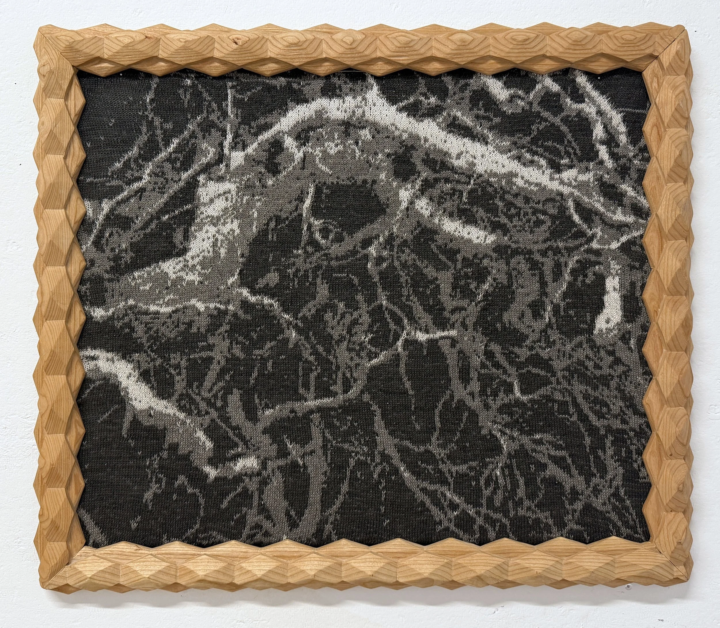 "Texas", 25 x 21, Hand knit natural dyed linen with cherry wood