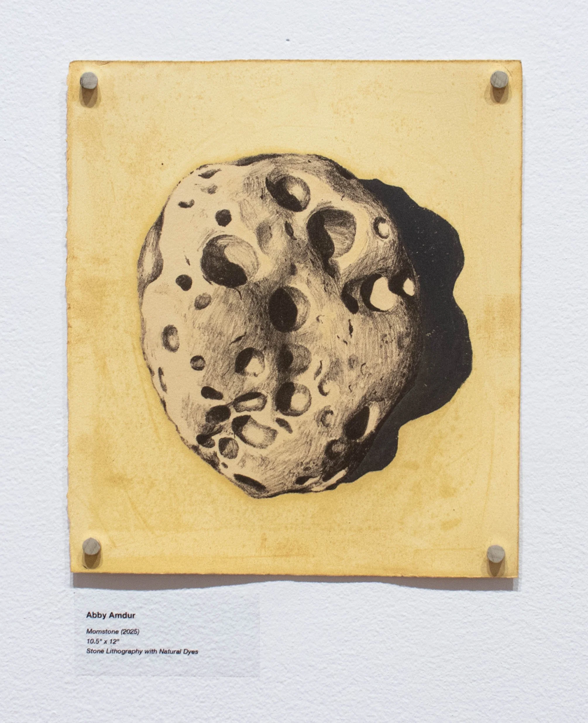 "Momstone", 10.5 x 12, Stone Lithography with Natural Dyes