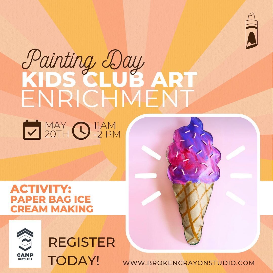 So we changed our Saturday plan a little&hellip; Saturday we will be painting and making stuffed paper bag ice cream cones!!! 

Why? Because our friends over at @seeminglyoverzealous in @campnorthend are having their Grand Opening this Saturday at 12